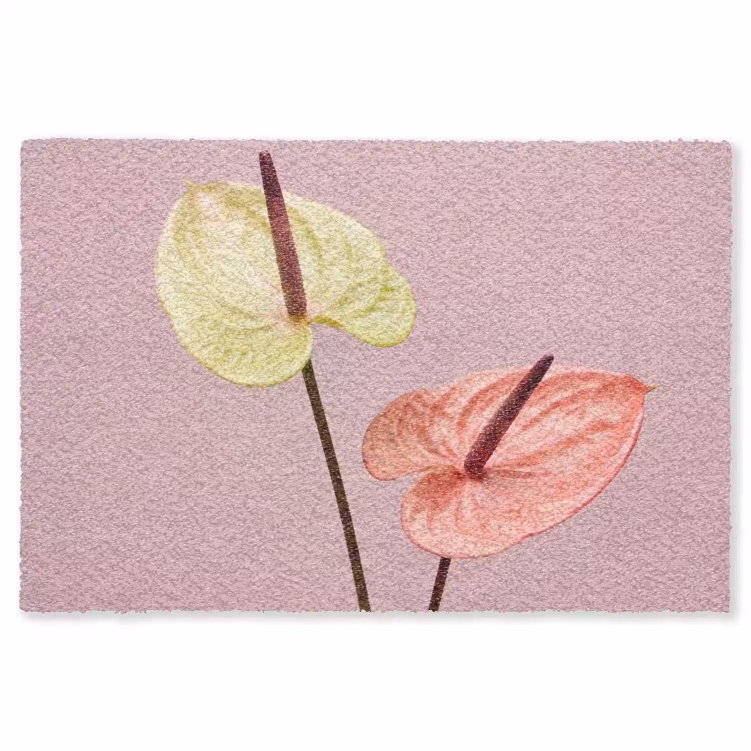 Bloemen - Anthuriums - Geel - Roze Vloerkleed Rechthoek klein -3d