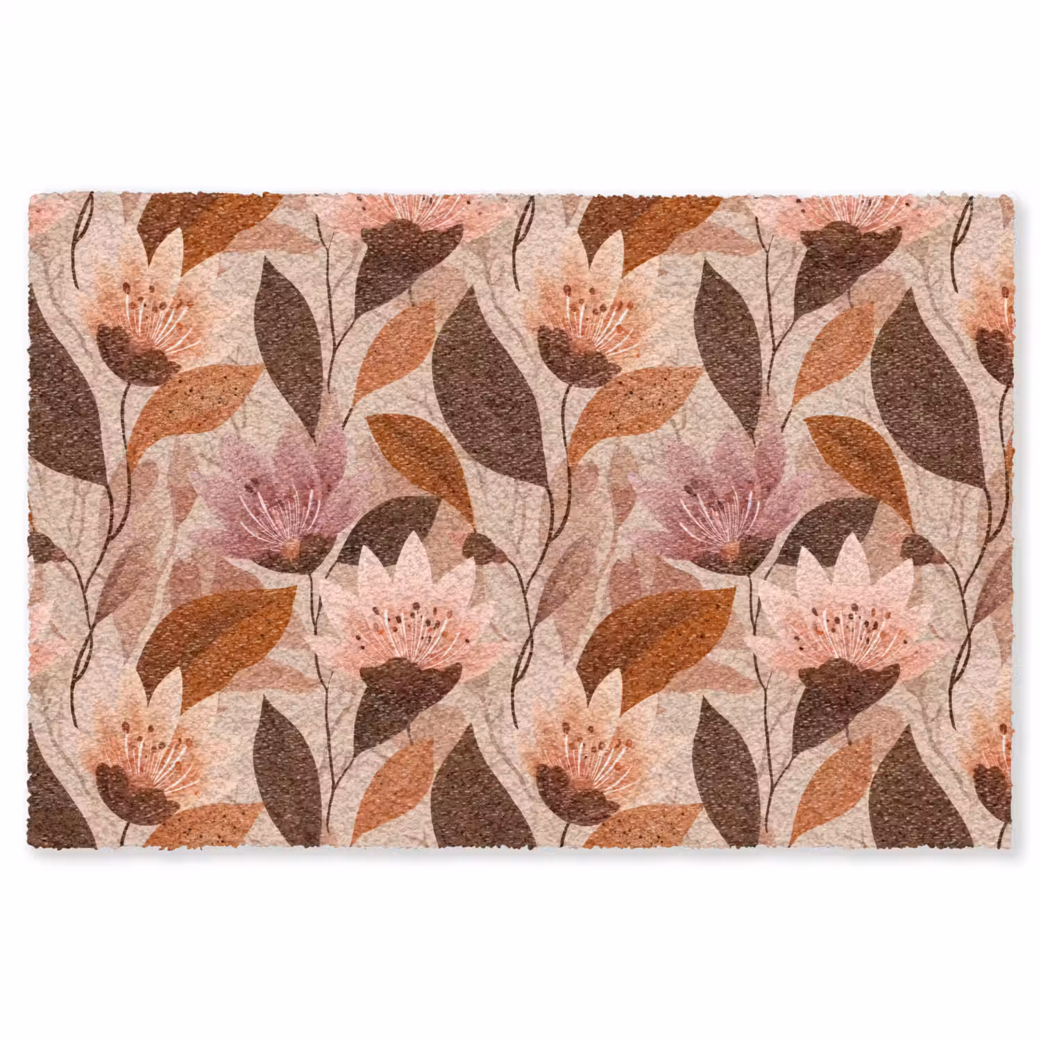 Bloemen - Bladeren - Bruin Vloerkleed Rechthoek klein 1091 -3d