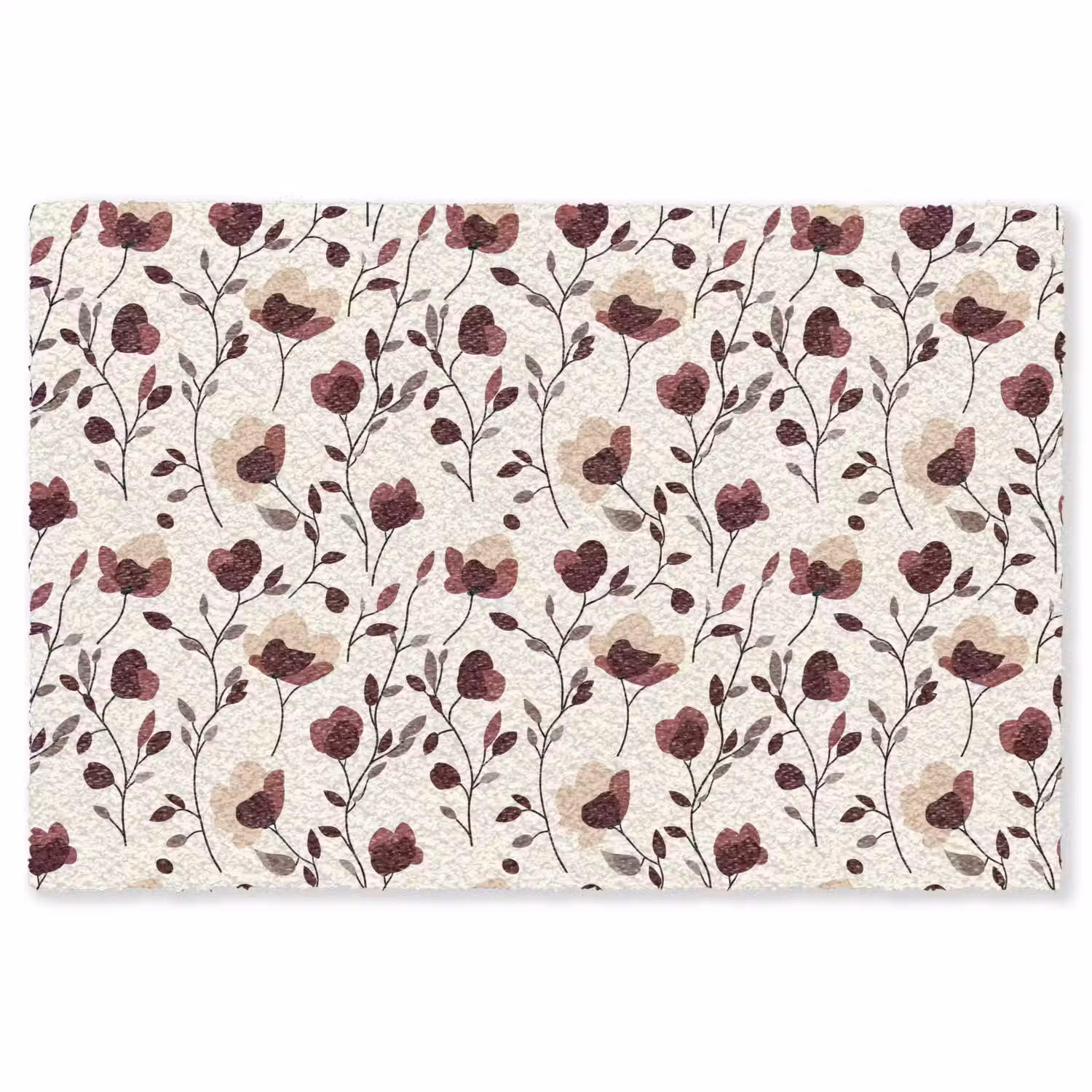 Bloemen - Botanisch - Bordeaux Vloerkleed Rechthoek klein 1091 -3d