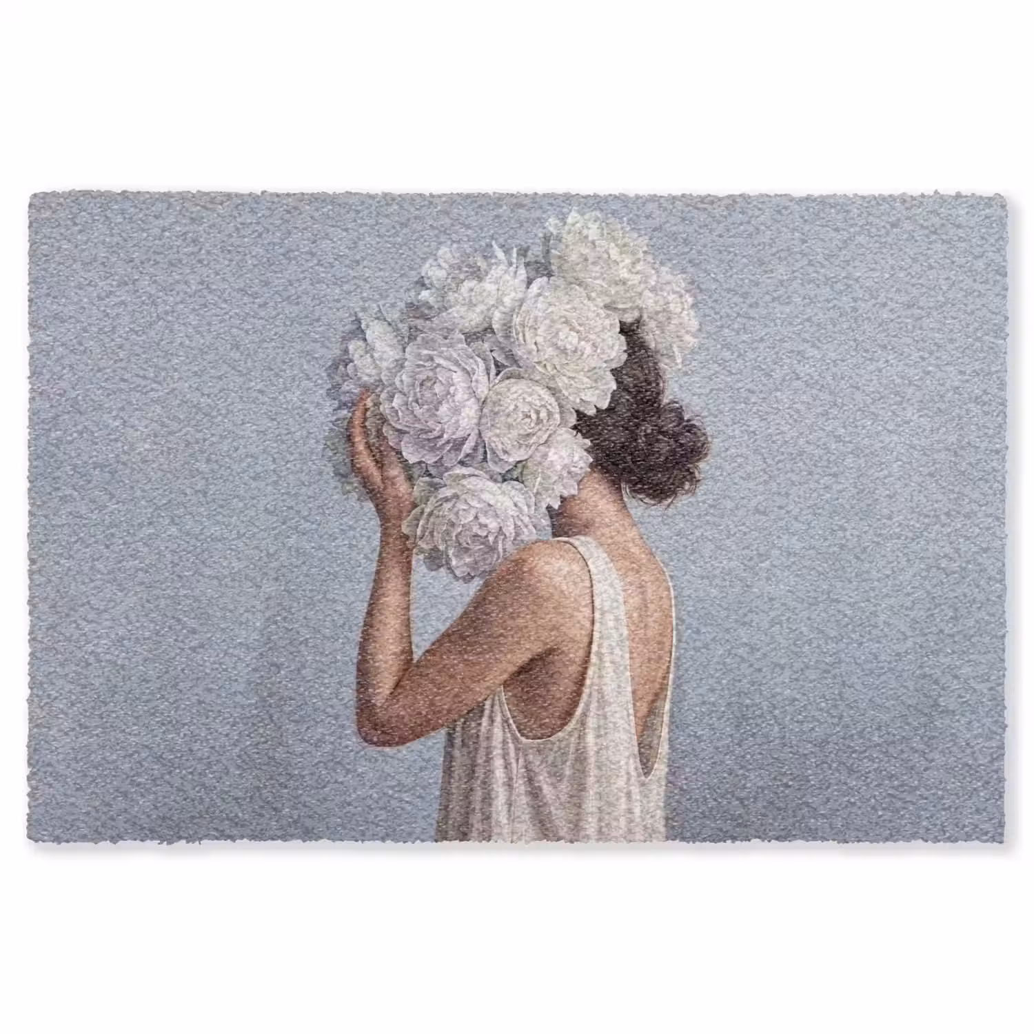 Bloemen - Vrouw - Wit Vloerkleed Rechthoek klein -3d