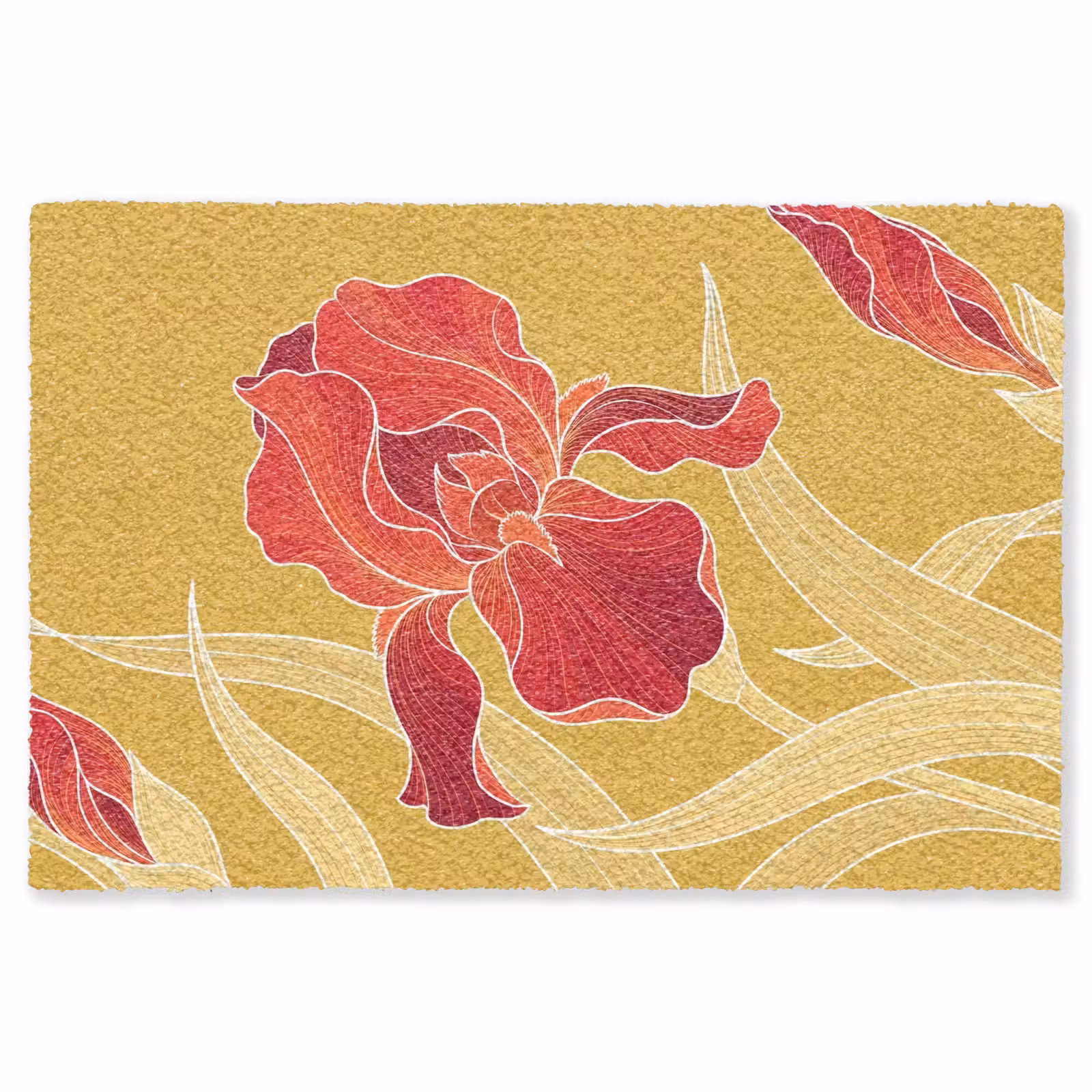 Teppich - Blumen – Illustration – Rot - Bloemen - Illustratie - Rood Vloerkleed Rechthoek klein