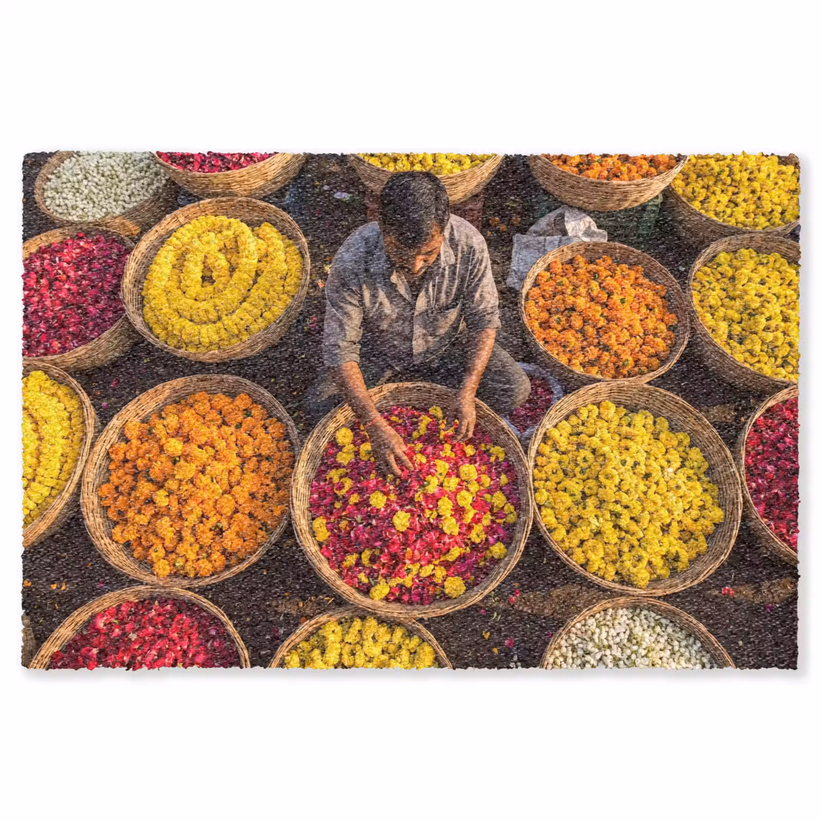Teppich - Blumen – Markt – Bunt - Bloemen - Markt - Kleurrijk Vloerkleed Rechthoek klein