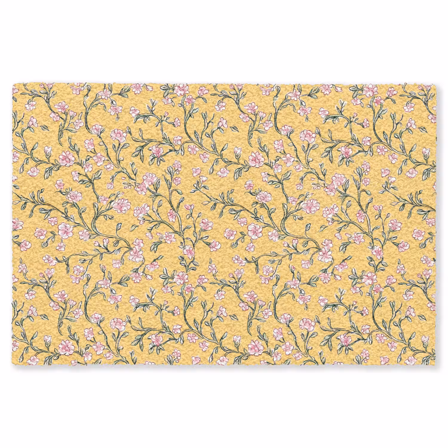 Bloemen - Motief - Geel Vloerkleed Rechthoek klein 1091 -3d
