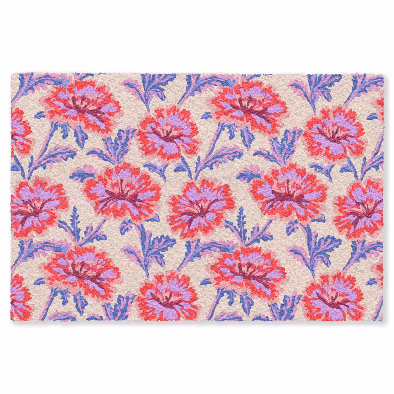 Bloemen - Patroon - Meerkleurig Vloerkleed Rechthoek klein 1091 -3d