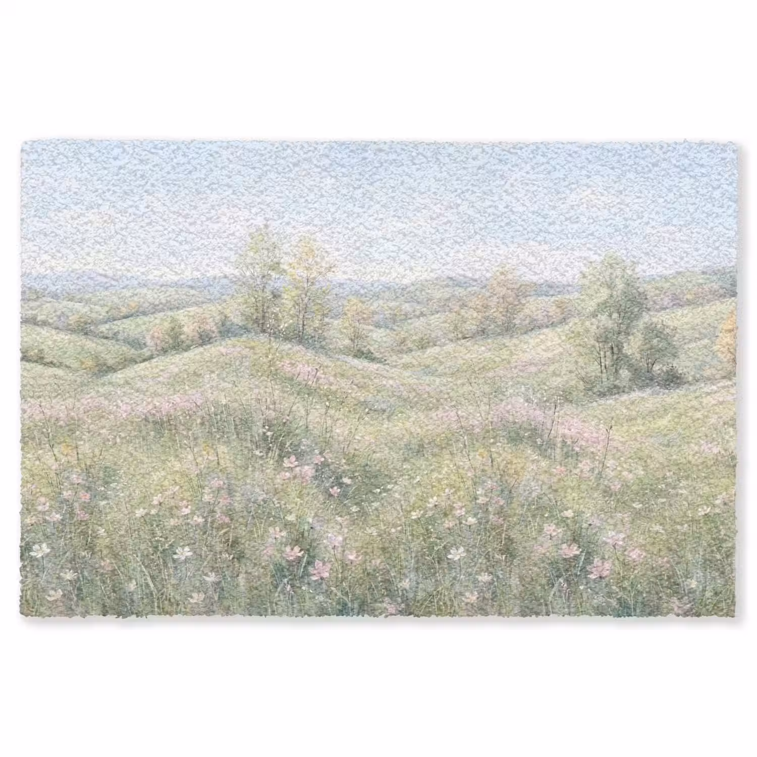 Bloemen veld - Bloemen - Groen Vloerkleed Rechthoek klein -3d