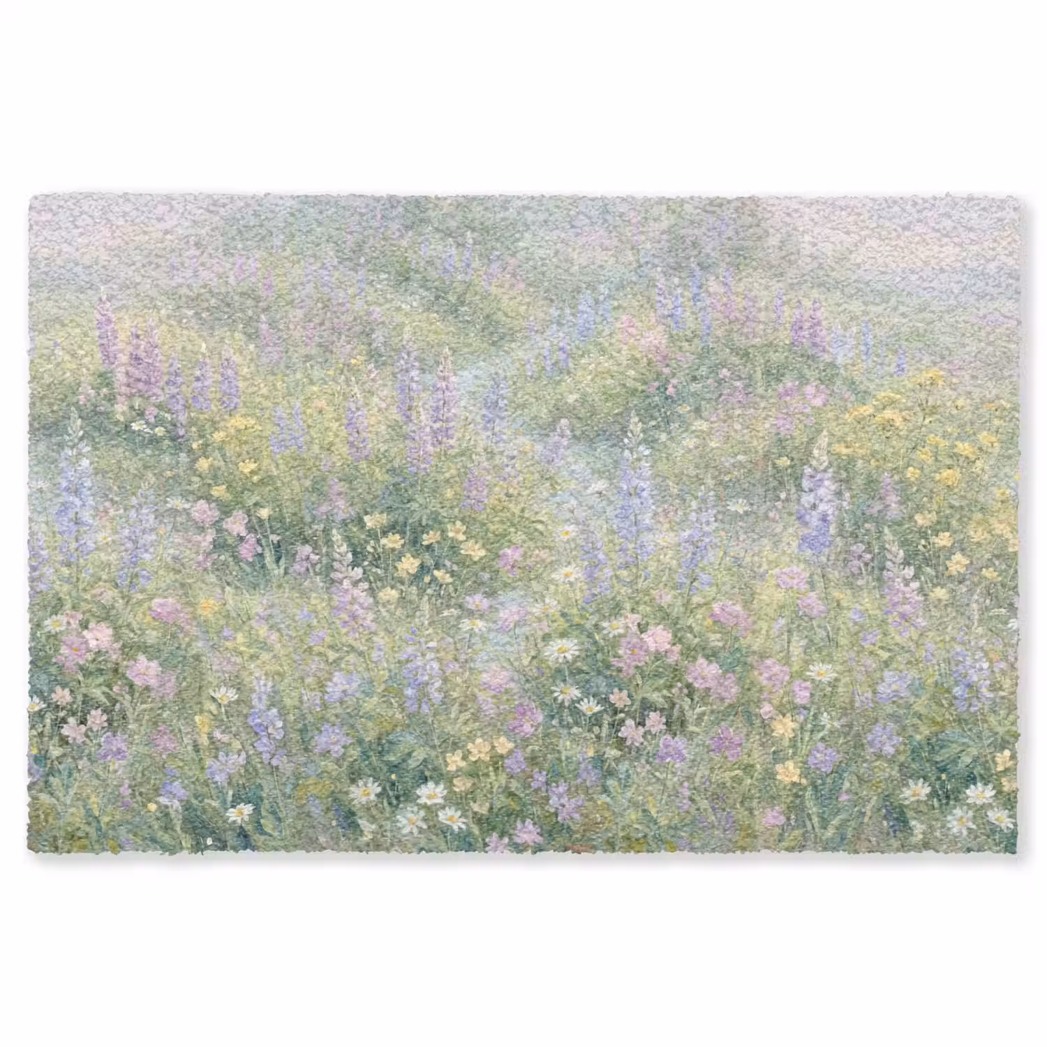 Bloemenveld - Heuvels - Kleurrijk Vloerkleed Rechthoek klein -3d