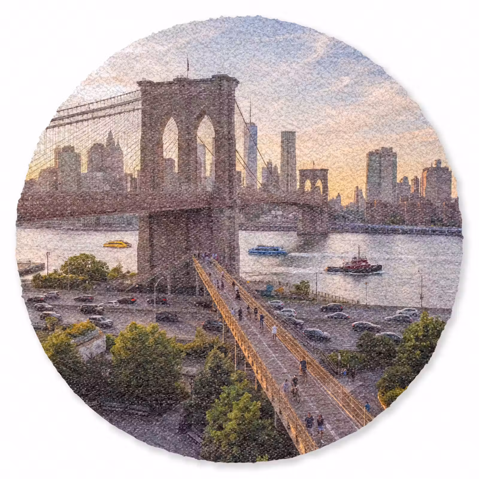 Teppich - Brücke – Fluss – Stadt – Sonnenuntergang – Architektur - Brug - Rivier - Stad - Zonsondergang - Architectuur Vloerkleed Rond klein