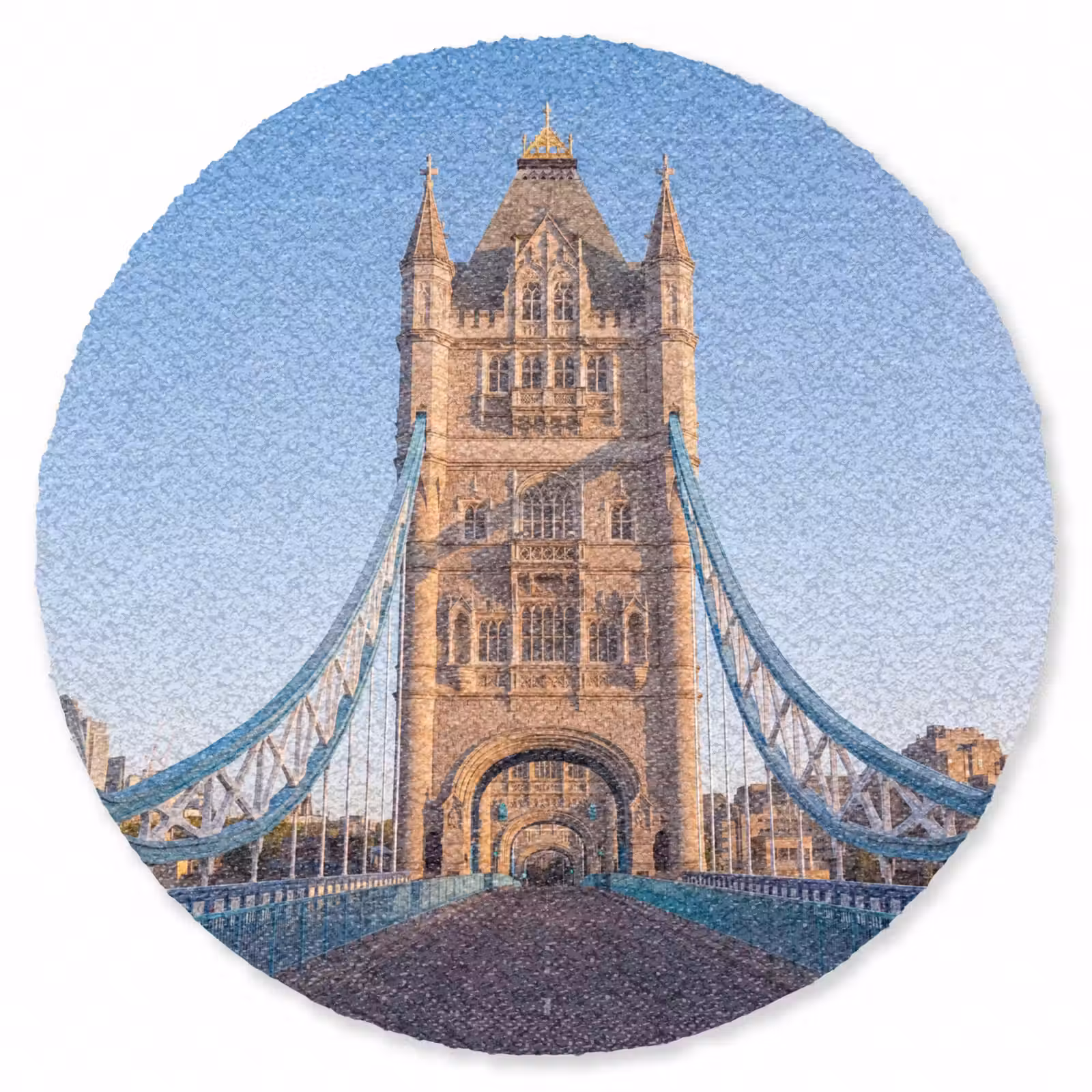 Teppich - Brücke – Turm – Architektur – Klassisch – Blau - Brug - Toren - Architectuur - Klassiek - Blauw Vloerkleed Rond klein