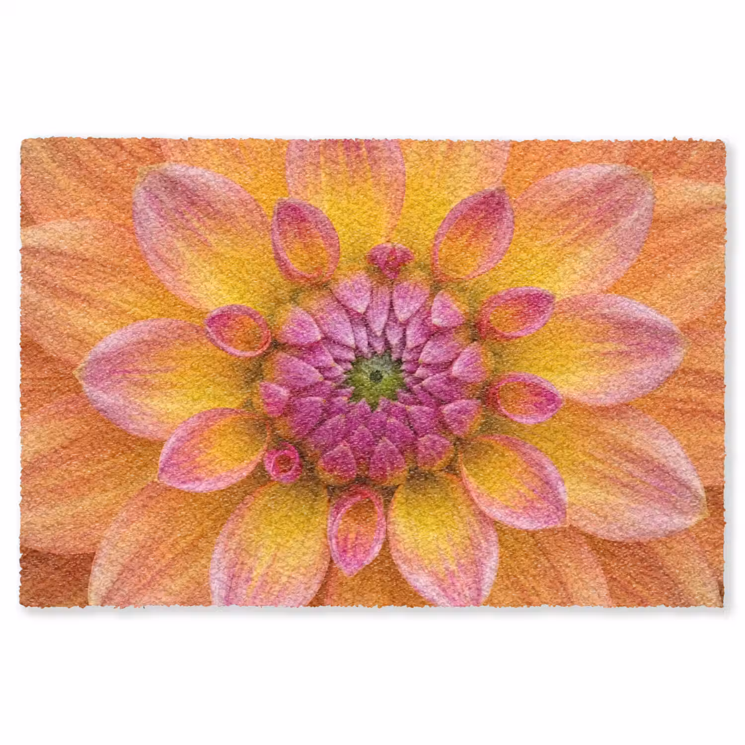 Dahlia - Bloem - Oranje Vloerkleed Rechthoek klein -3d