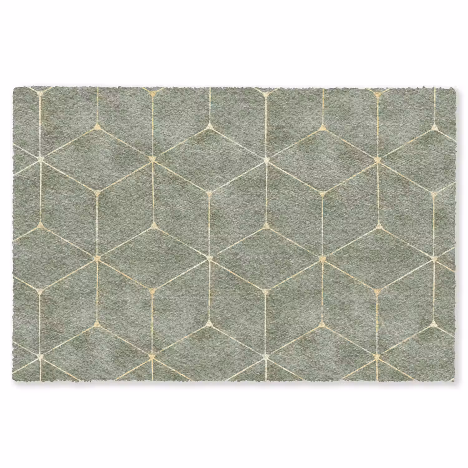 Subtiel - Geometrisch - Goud - Groen Vloerkleed Rechthoek klein 1091 -3d