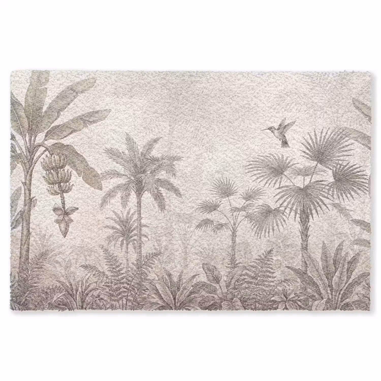 Jungle - Banenboom - Kolibrie - Beige Vloerkleed Rechthoek klein -3d