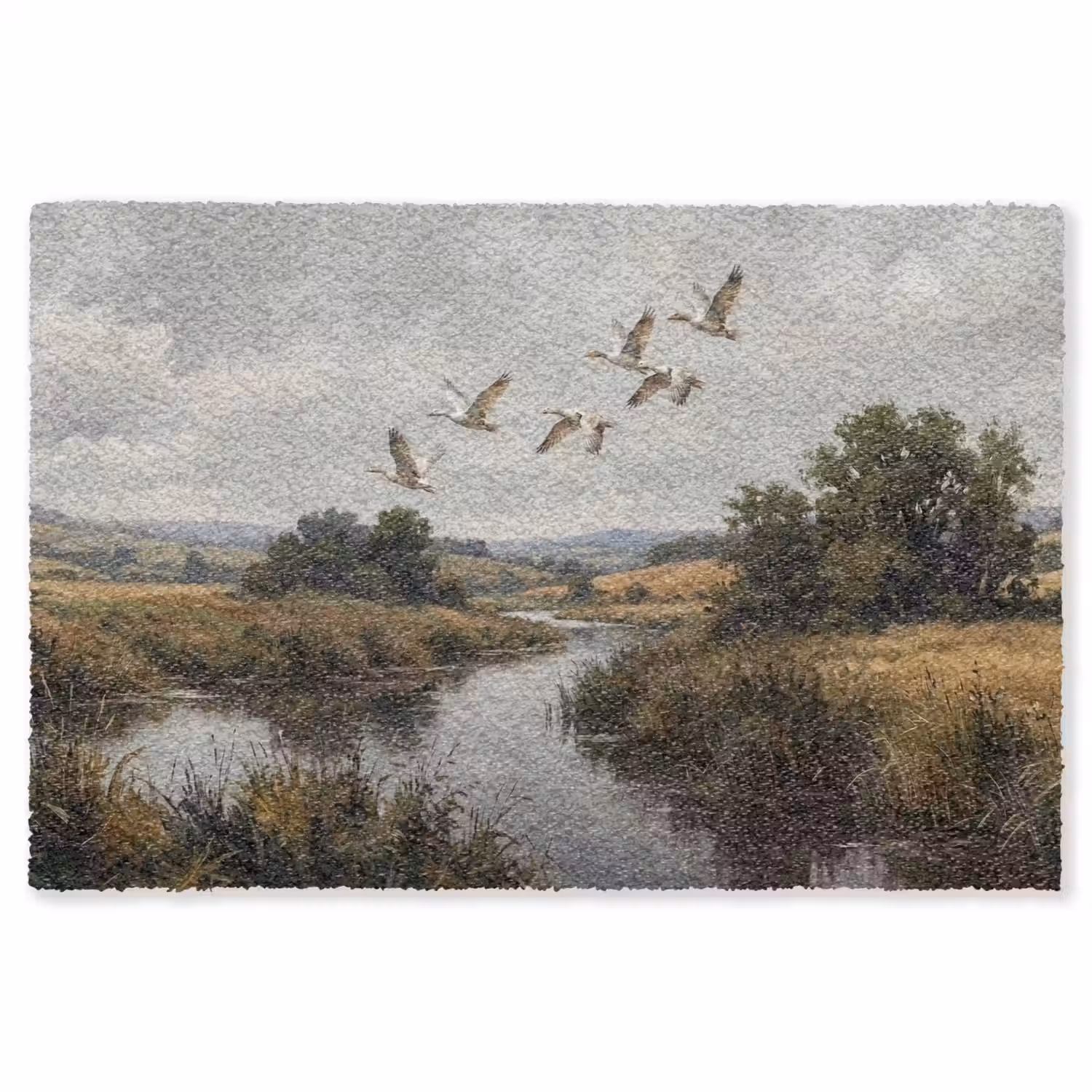 Eenden - Rivier - Landschap - Vlucht - Nostalgisch Vloerkleed Rechthoek klein -3d