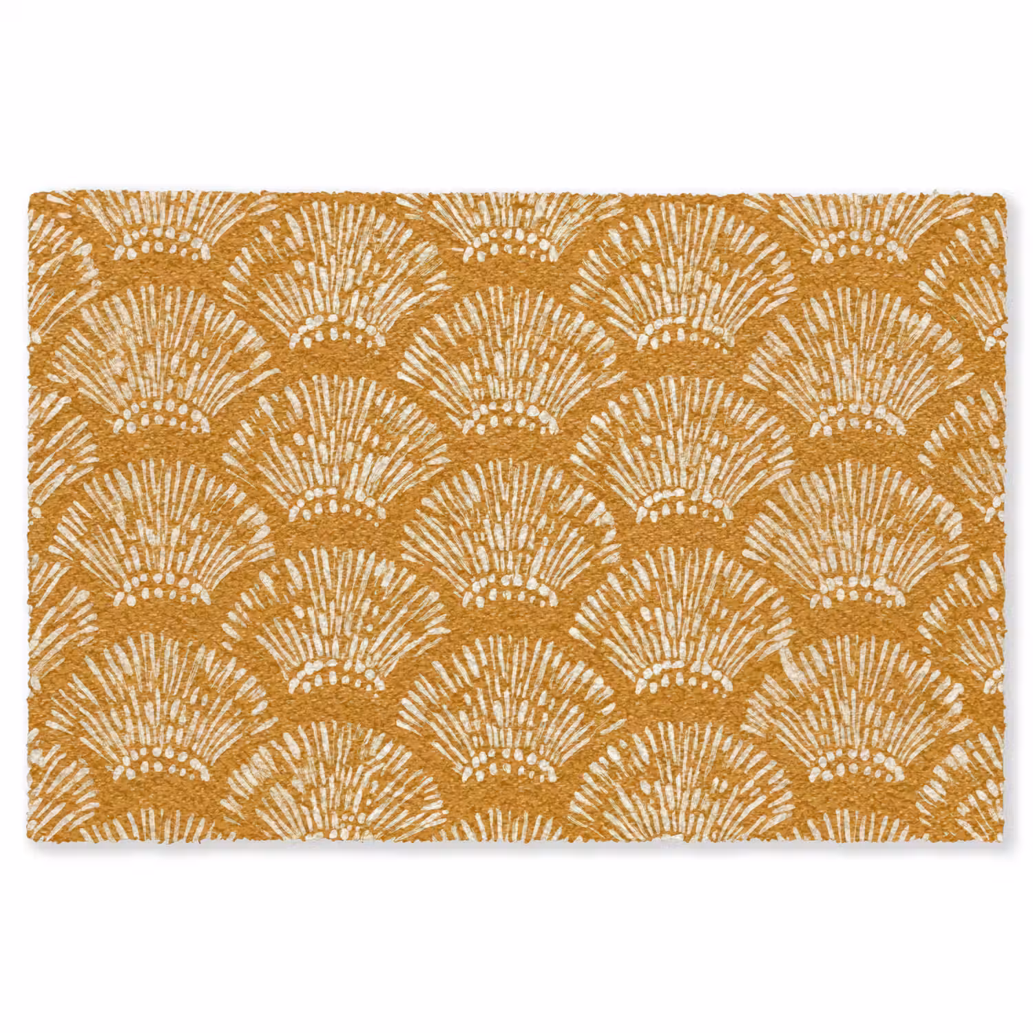 Waaierachtige motieven - Geel - Vintage Vloerkleed Rechthoek klein -3d