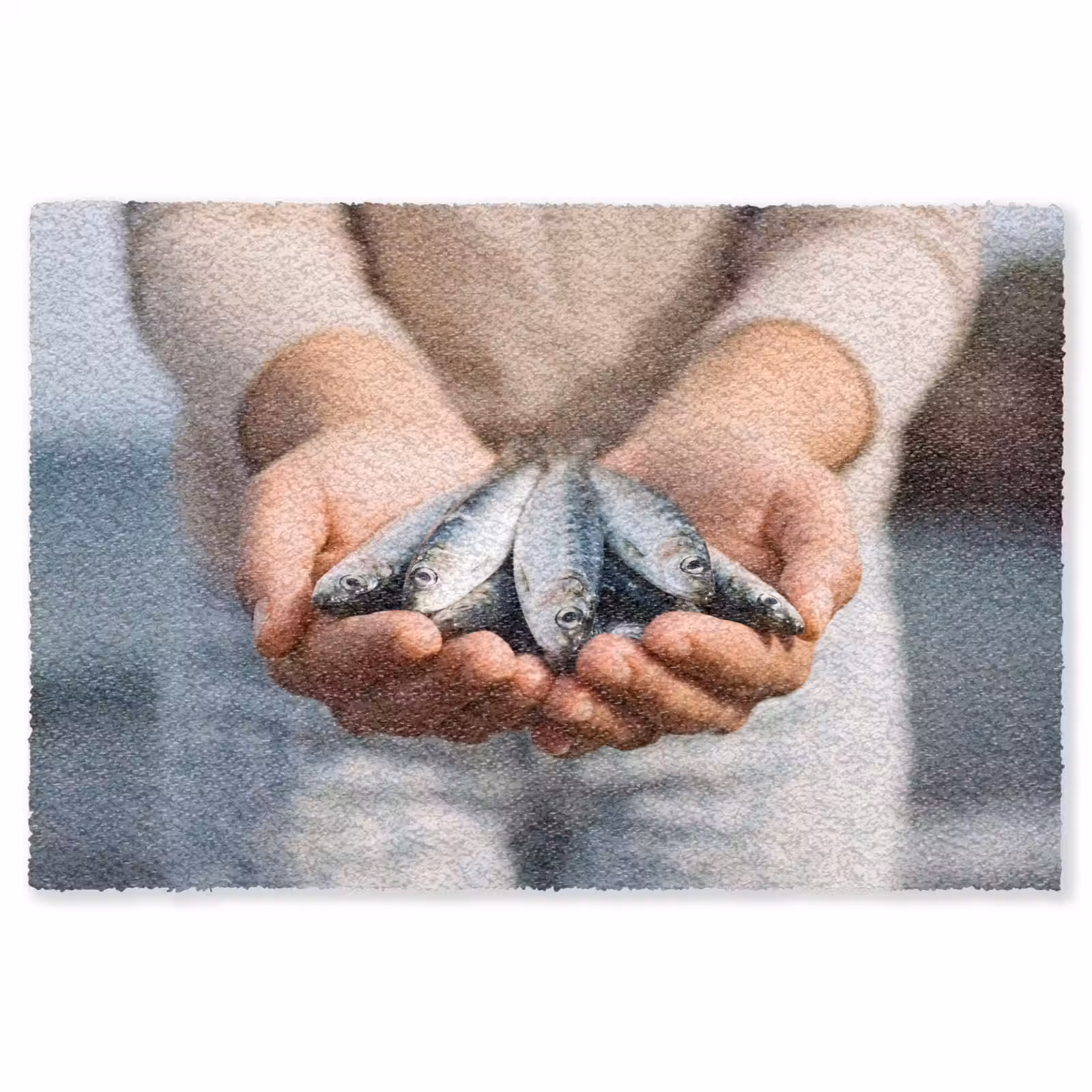 Teppich - Fisch – Hände – Natur - Vis - Handen - Natuur Vloerkleed Rechthoek klein