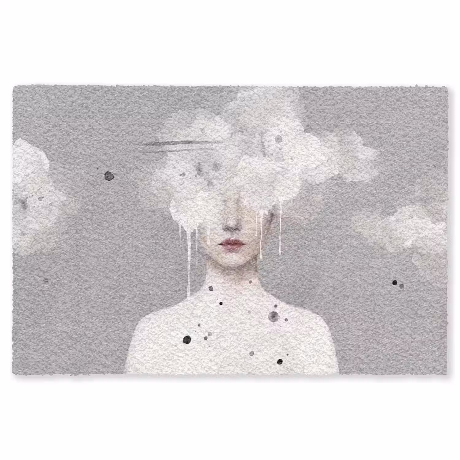 Vrouw - Wolk - Grijs Vloerkleed Rechthoek klein -3d