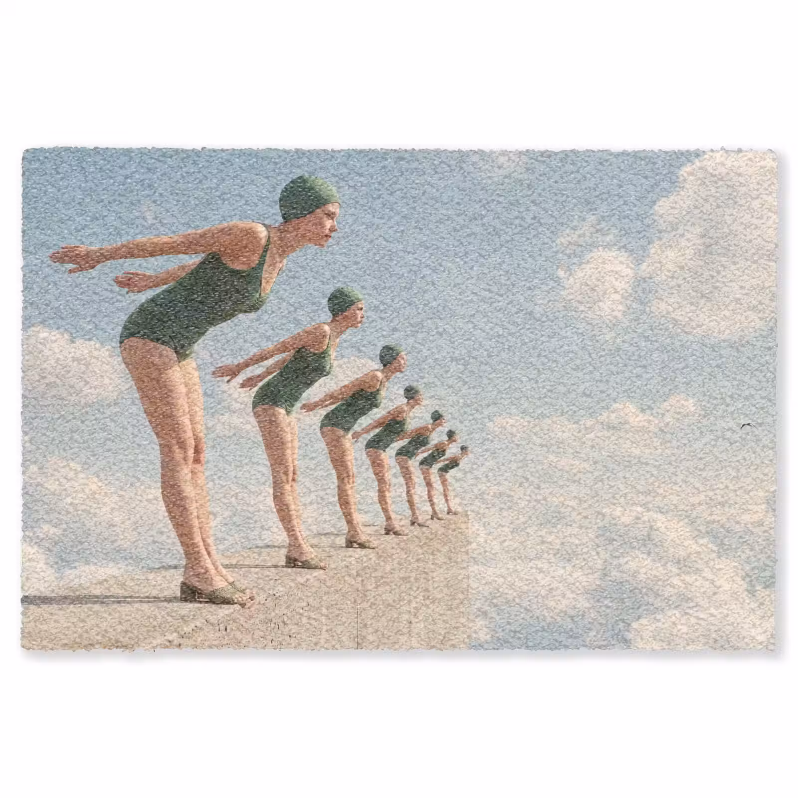 Teppich - Frauen – Tauchhaltung – Wolken - Vrouwen - Duikhouding - Wolken Vloerkleed Rechthoek klein