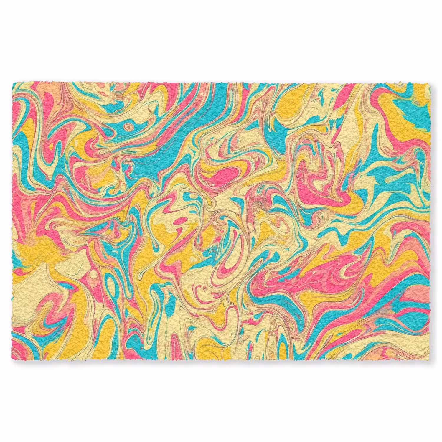 Geel - Roze - Blauw - Retro Vloerkleed Rechthoek klein -3d