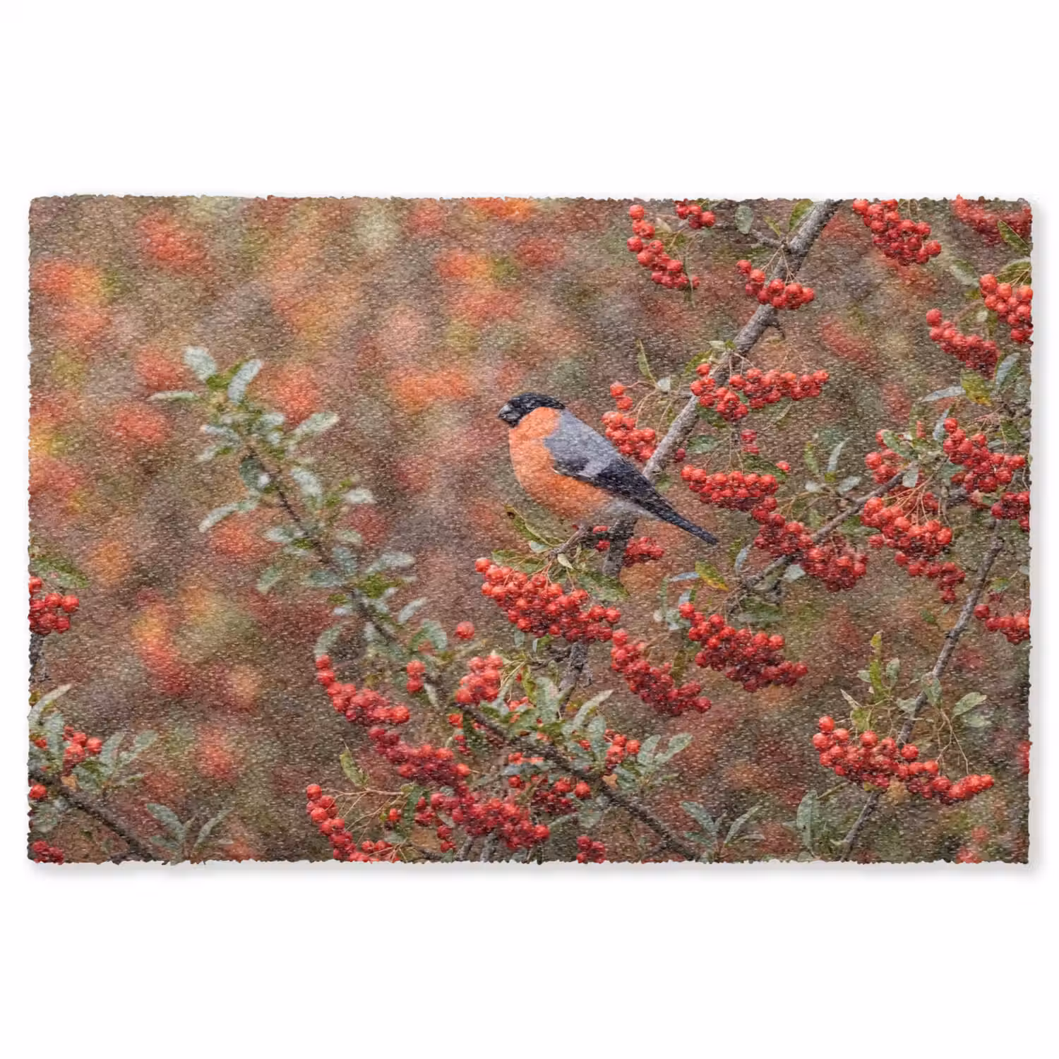 Goudvink - Bessen - Herfst - Natuur - Kleurrijk Vloerkleed Rechthoek klein -3d