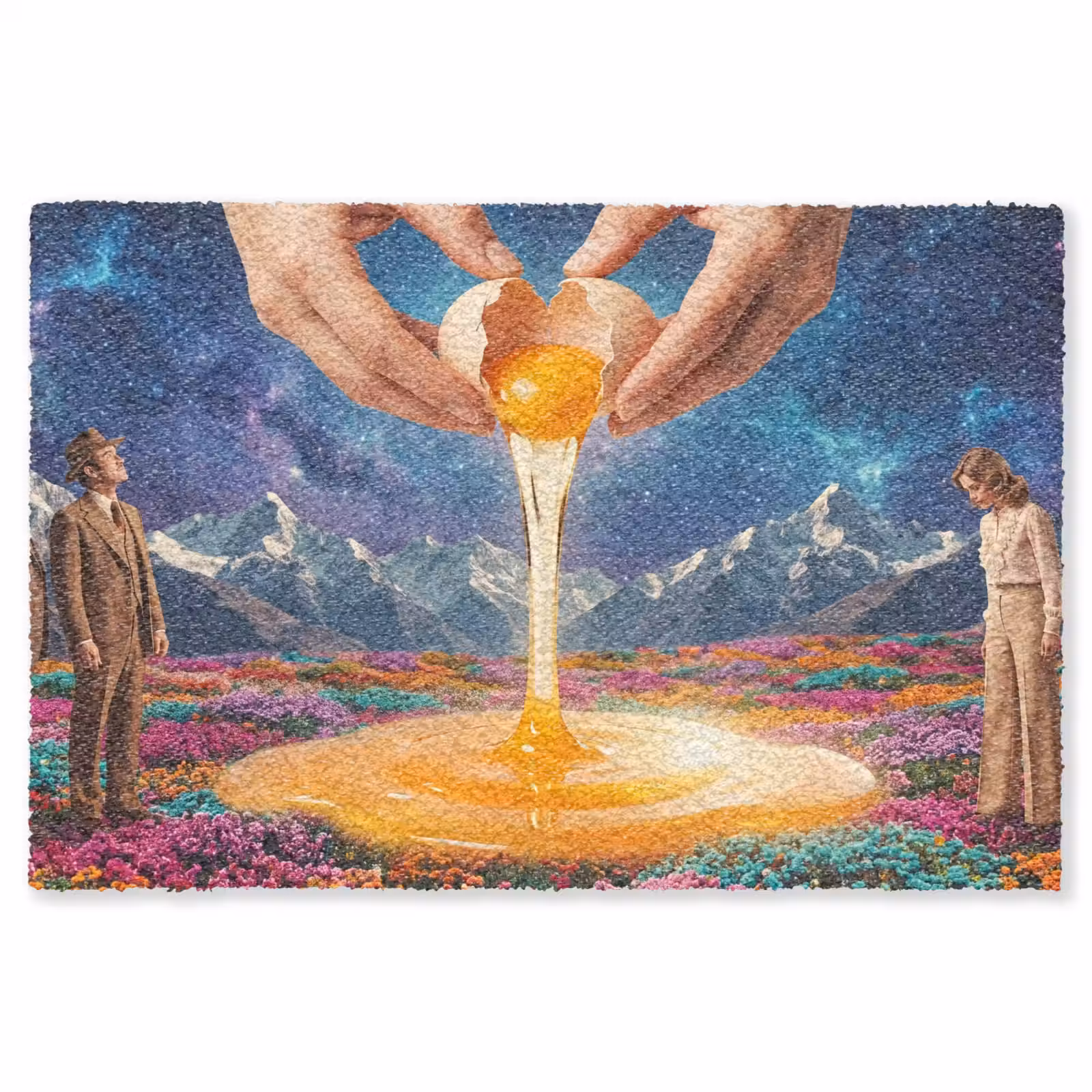 Teppich - Hände – Ei – Surrealismus - Handen - Ei - Surrealisme Vloerkleed Rechthoek klein