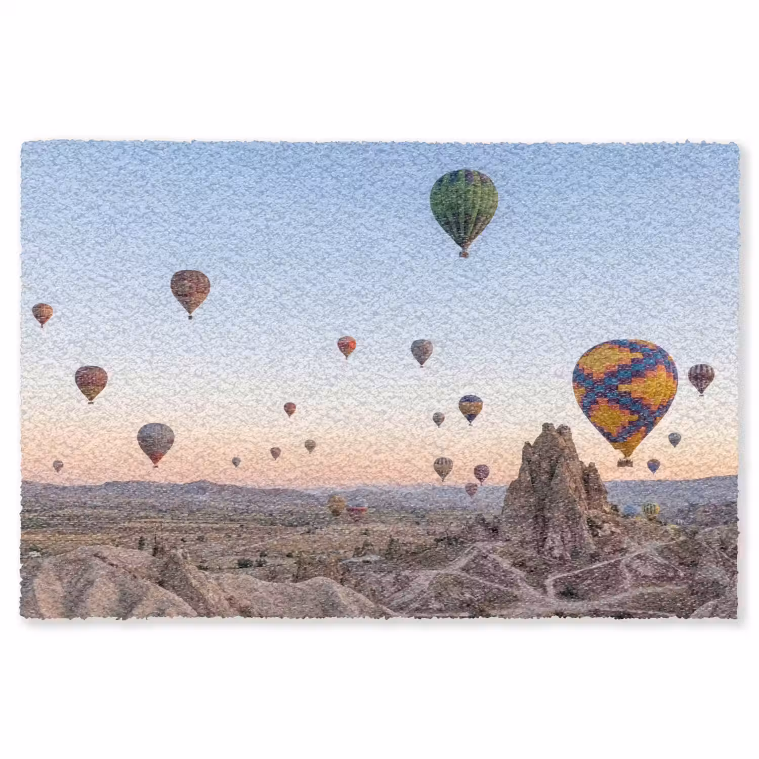 Luchtballonnen - Rotsen - Zonsopgang Vloerkleed Rechthoek klein -3d
