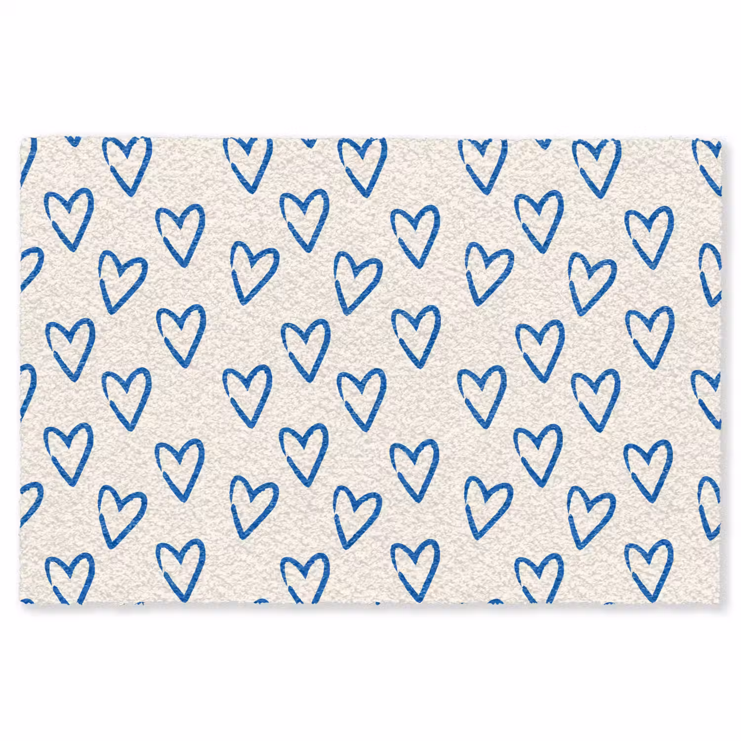 Hartjes patroon - Blauw - Beige - Liefde Vloerkleed Rechthoek klein -3d