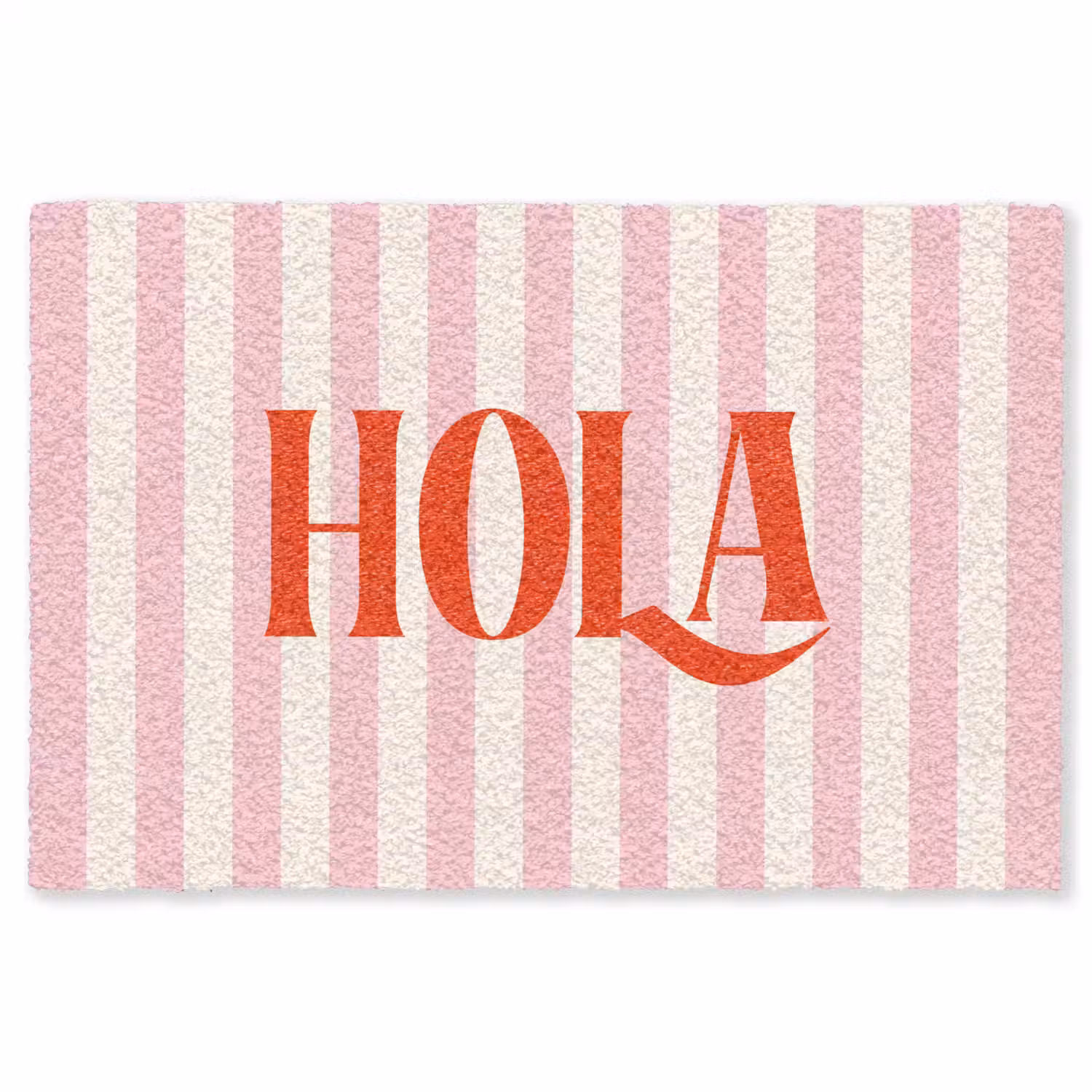 Hola - Quote - Strepen - Pastel - Roze - Rood - Wit Vloerkleed Rechthoek klein -3d