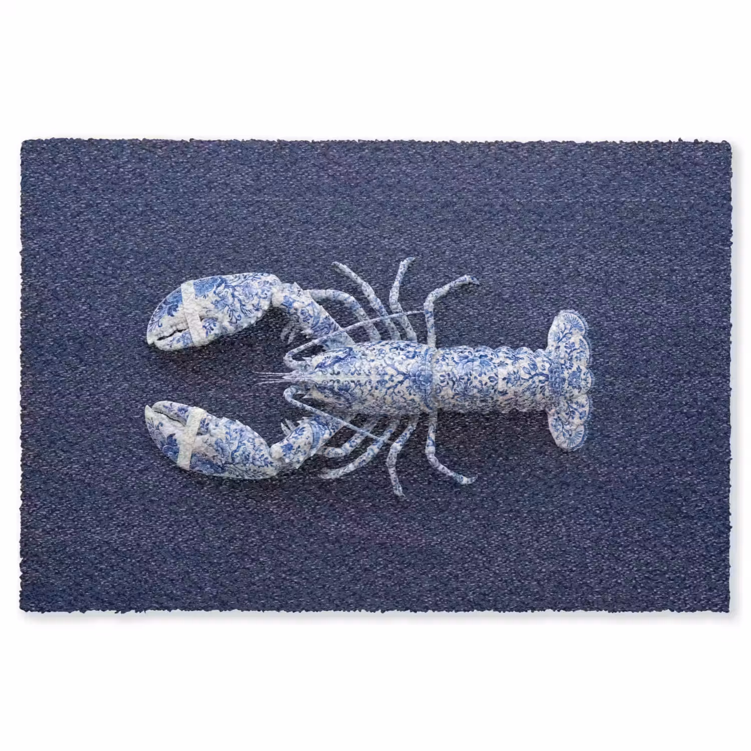Kreeft - Porselein - Delfts - Blauw Vloerkleed Rechthoek klein -3d