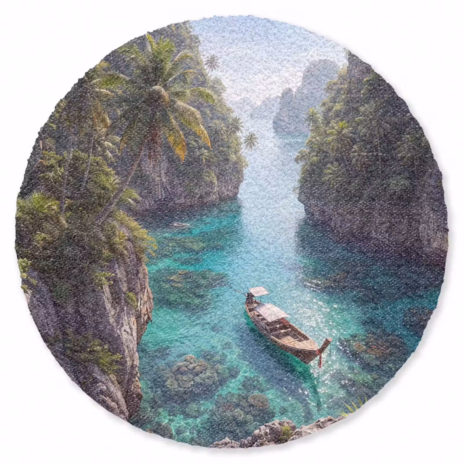 Teppich - Insel – Tropisch – Wasser – Palmen – Natur - Eiland - Tropisch - Water - Palmbomen - Natuur Vloerkleed Rond klein