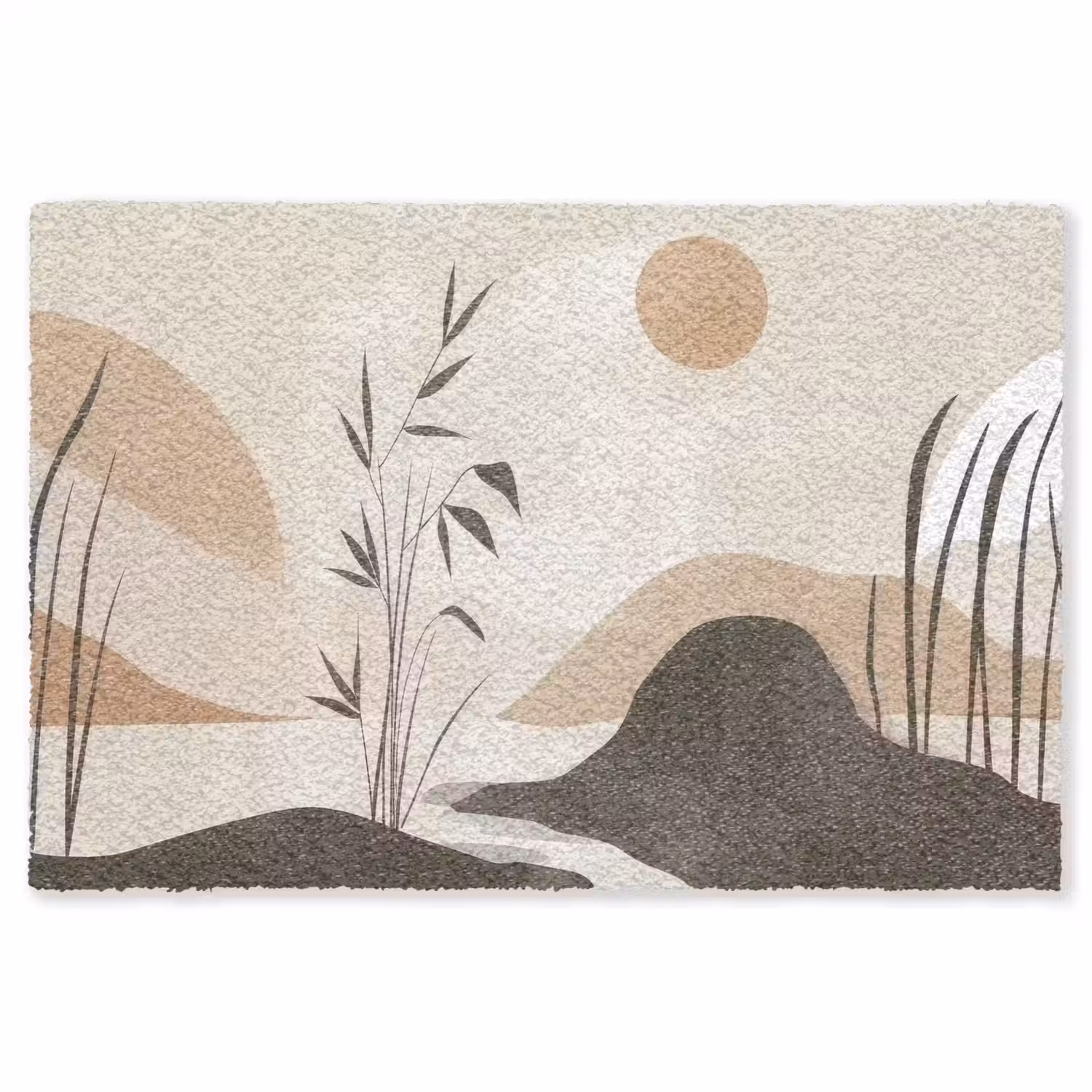 Japandi - Landschap - Beige Vloerkleed Rechthoek klein -3d