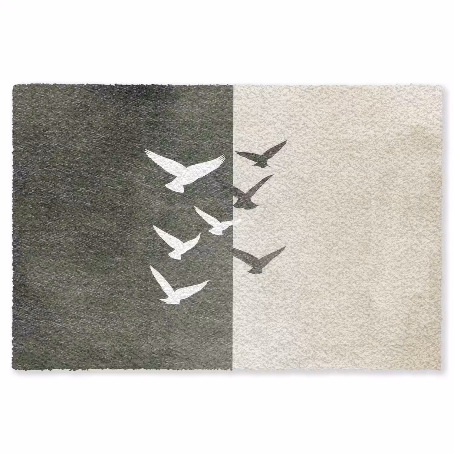 Japandi - Vogel - Groen Vloerkleed Rechthoek klein -3d