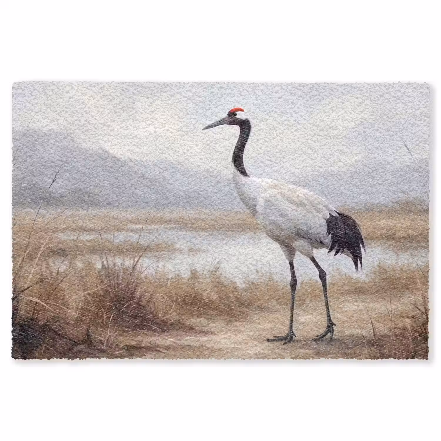 Kraanvogel - Natuur - Realistisch Vloerkleed Rechthoek klein -3d