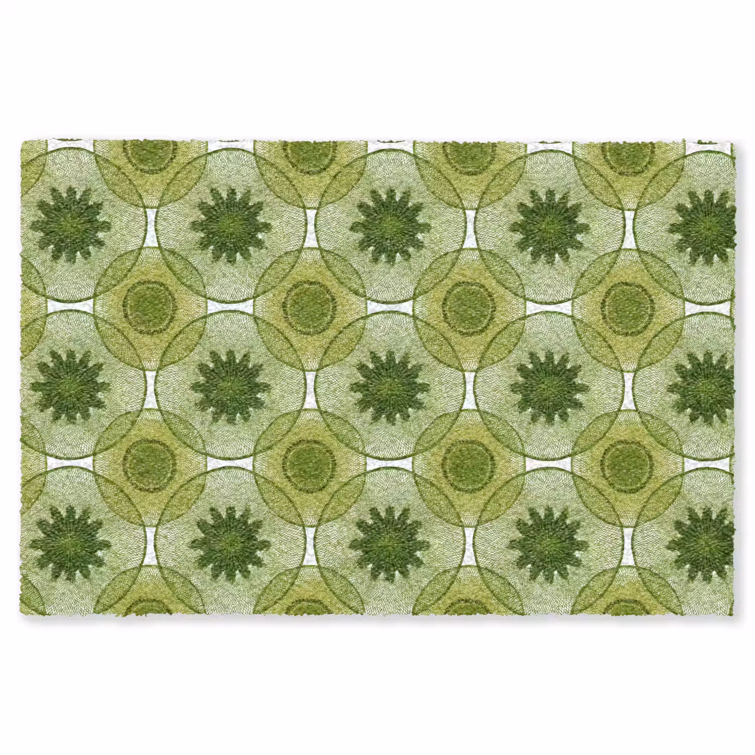Cirkels - Patroon - Groen Vloerkleed Rechthoek klein 1091 -3d
