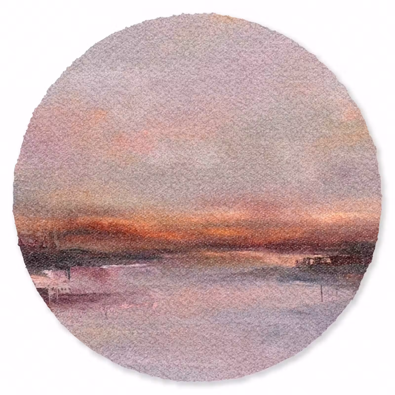 Teppich - Landschaft – Sonnenuntergang – Abstrakt – Modern – Rosa - Landschap - Zonsondergang - Abstract - Modern - Roze Vloerkleed Rond klein