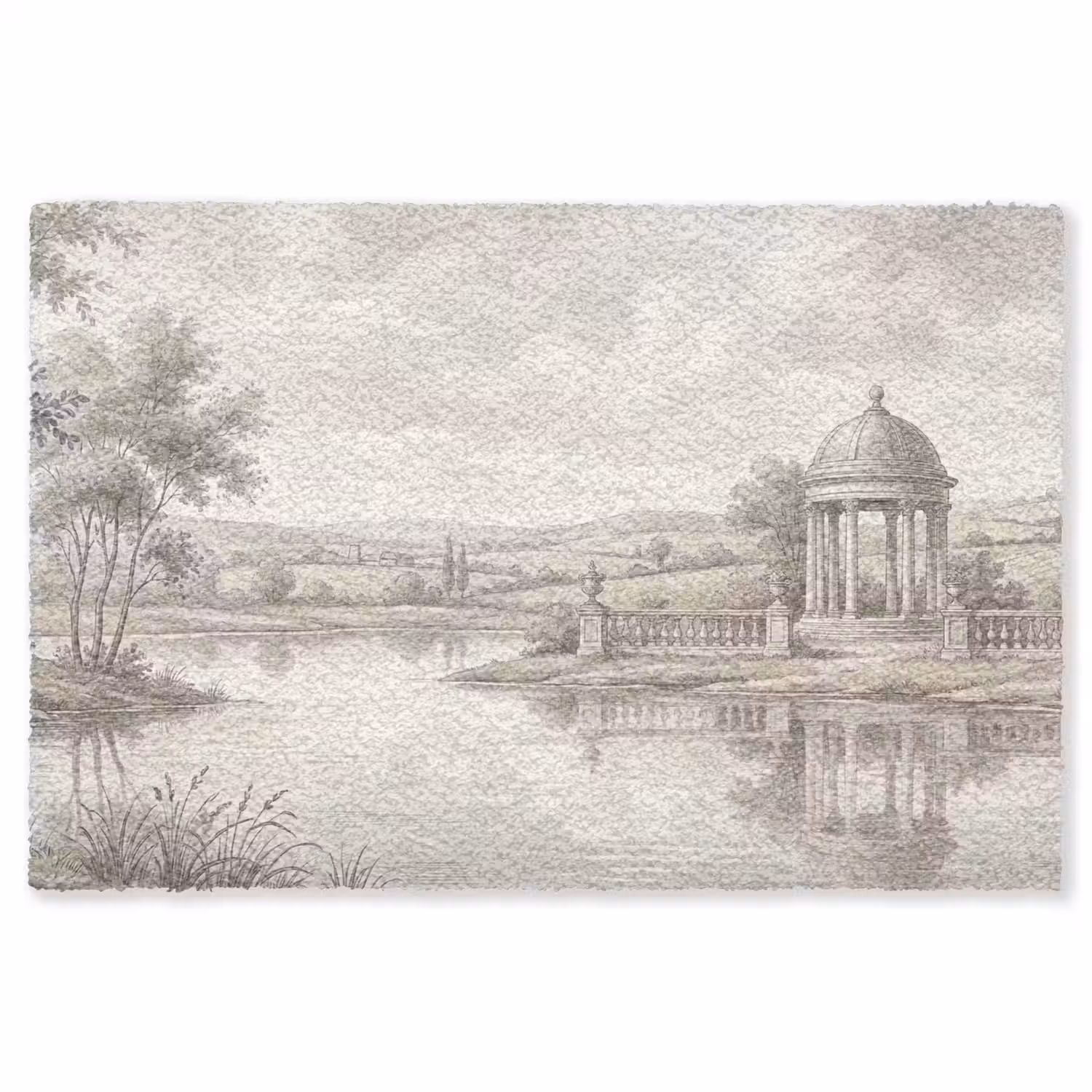 Landschap - Water - Natuur - Sepia Vloerkleed Rechthoek klein -3d