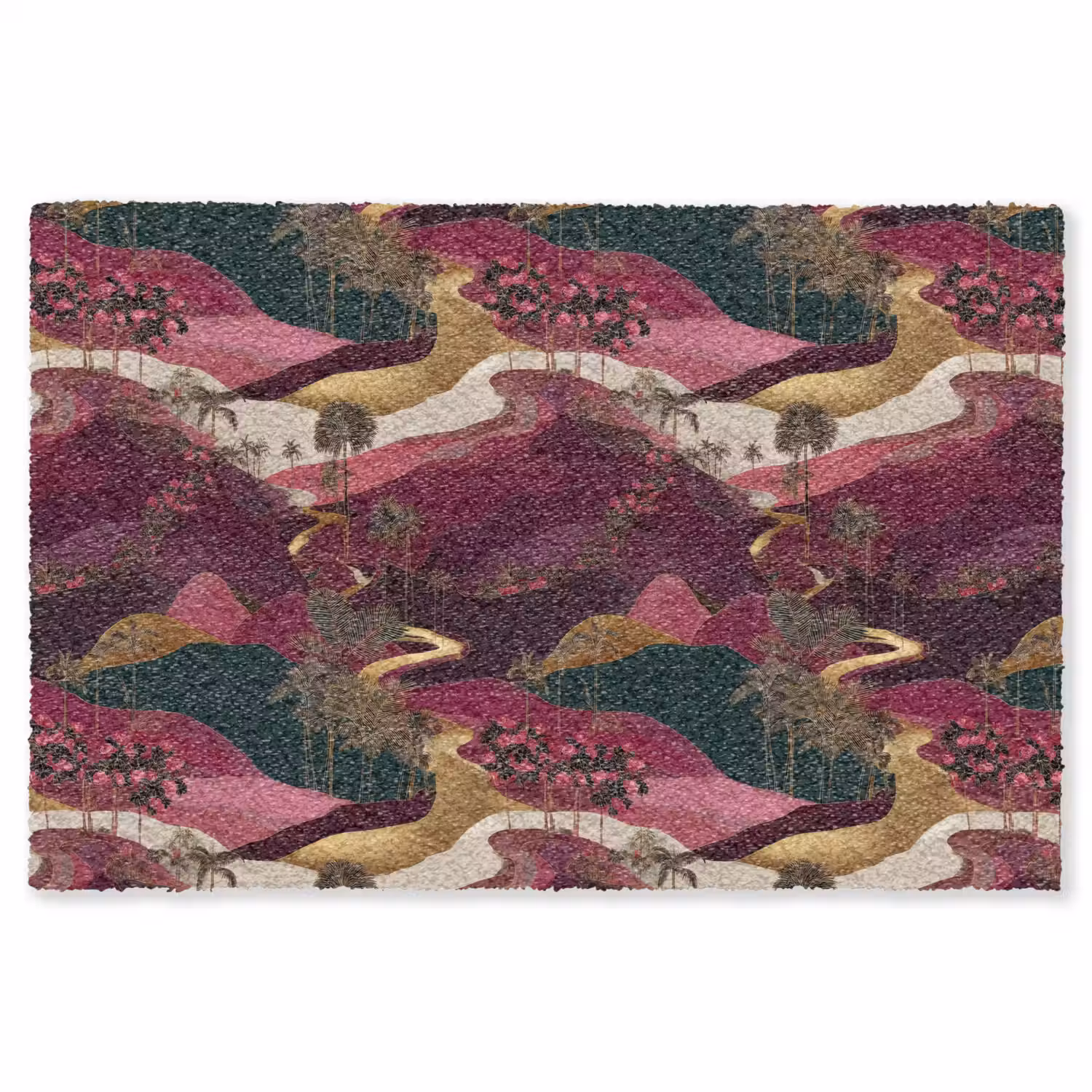 Magisch - Palmbomen - Goud Vloerkleed Rechthoek klein 1091 -3d