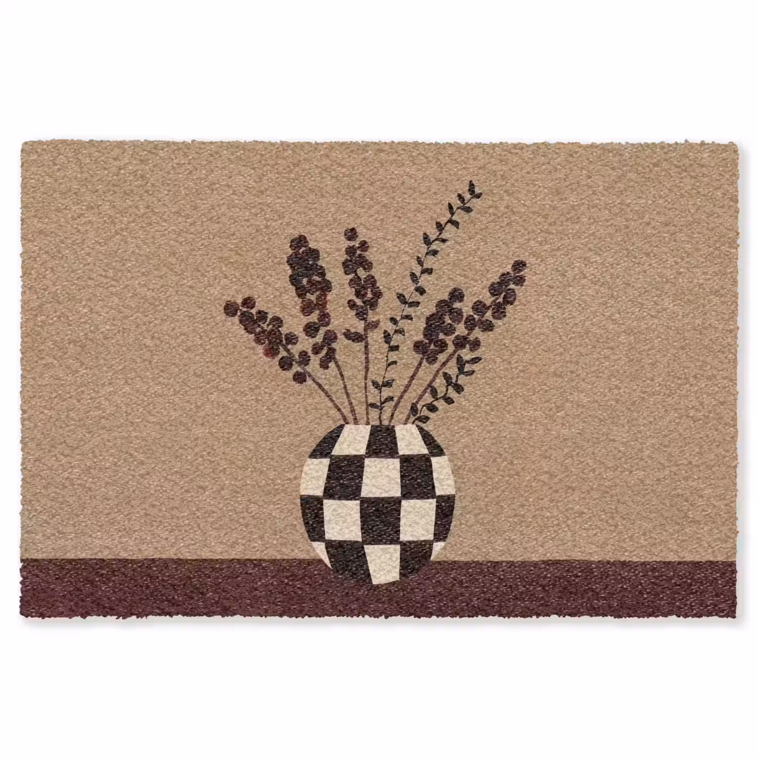 Minimalistisch - Vaas - Bloemen - Bruin Vloerkleed Rechthoek klein -3d