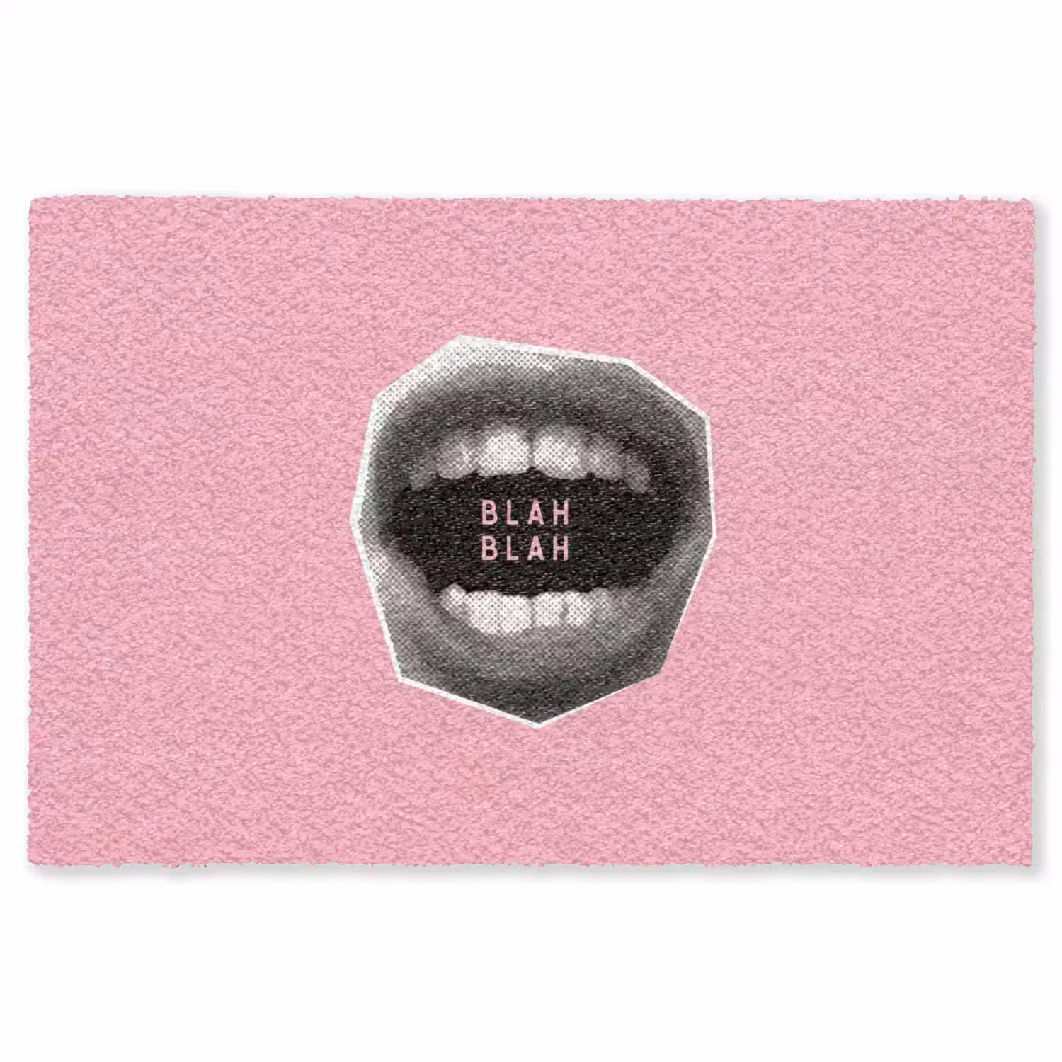 Mond - BLAH BLAH - Roze Vloerkleed Rechthoek klein -3d