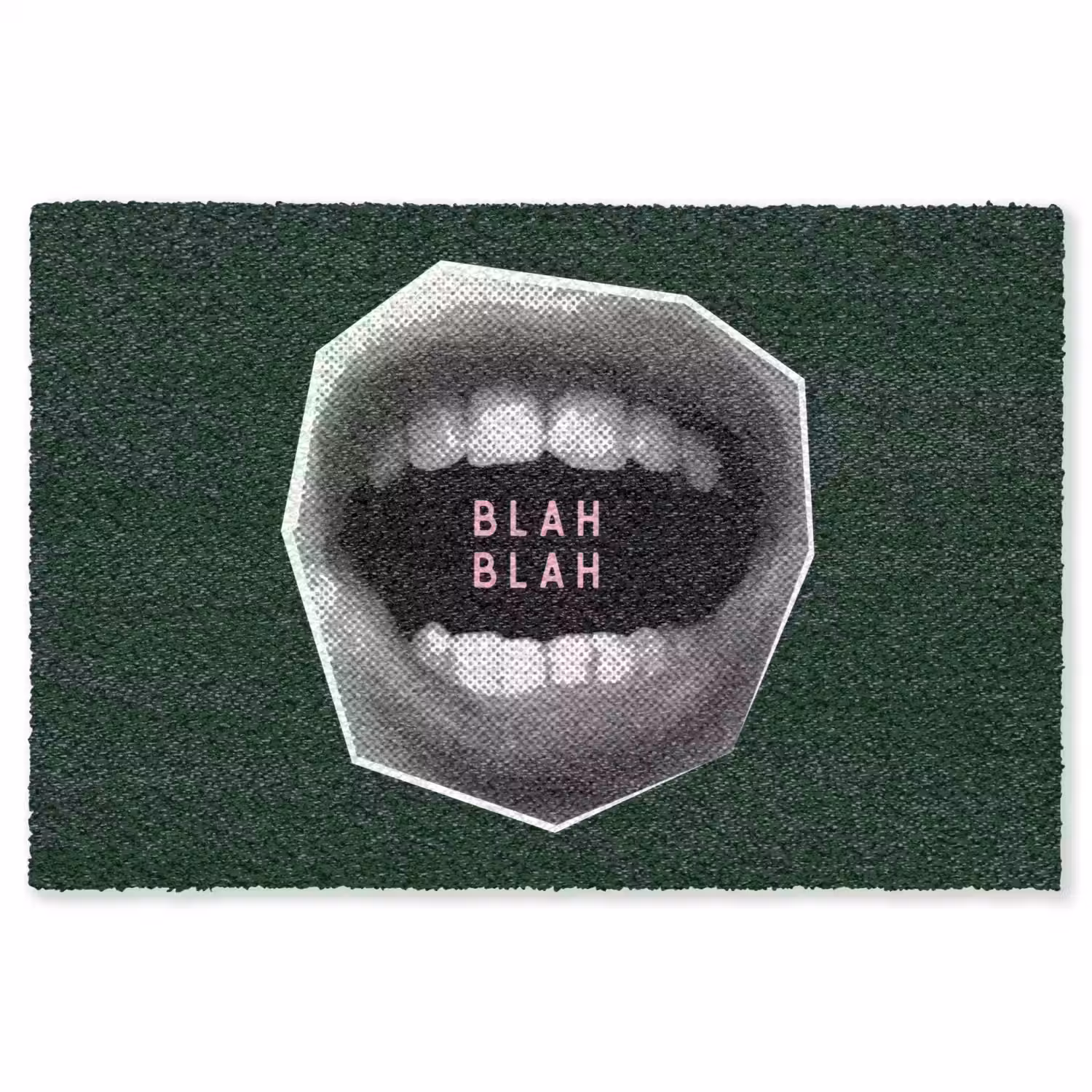 Mond - Groen - Illustratie - BLAH BLAH Vloerkleed Rechthoek klein -3d