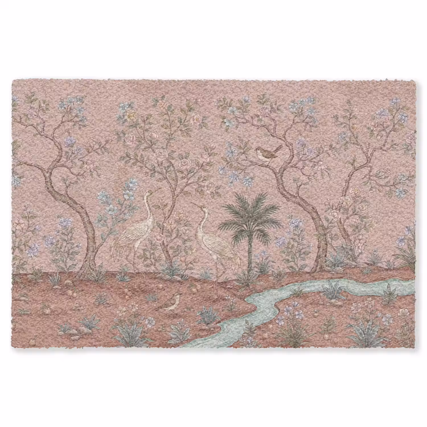Nostalgisch - Reigers - Roze Vloerkleed Rechthoek klein -3d