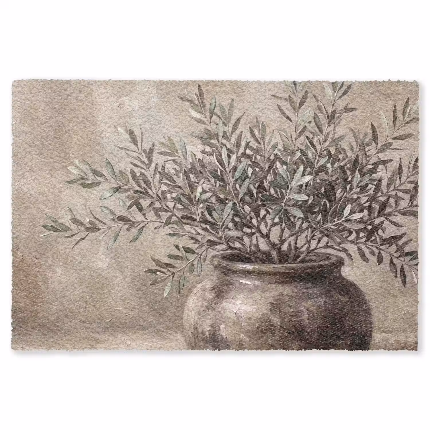 Olijfplant - Aardenpot - Abstract - Beige Vloerkleed Rechthoek klein -3d