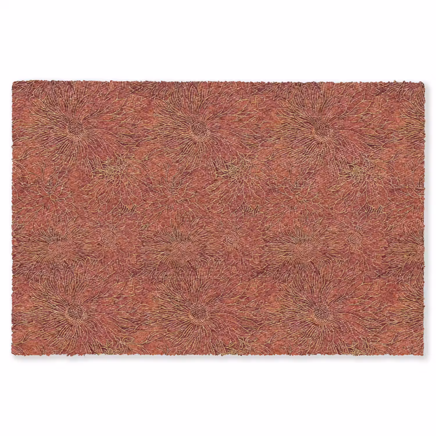 Oosters - Bloemen - Terracotta Vloerkleed Rechthoek klein 1091 -3d