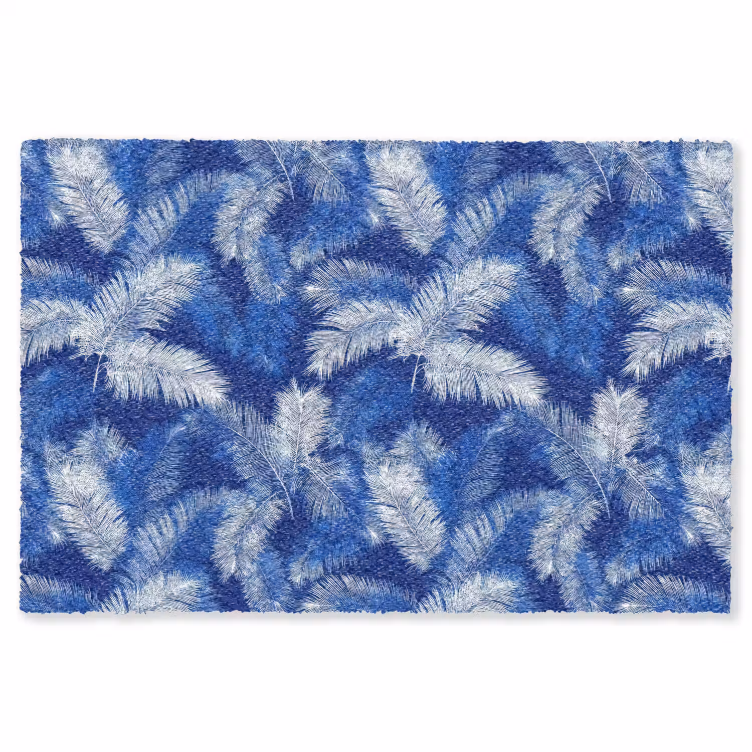 Palmblad - Patroon - Blauw Vloerkleed Rechthoek klein 1091 -3d