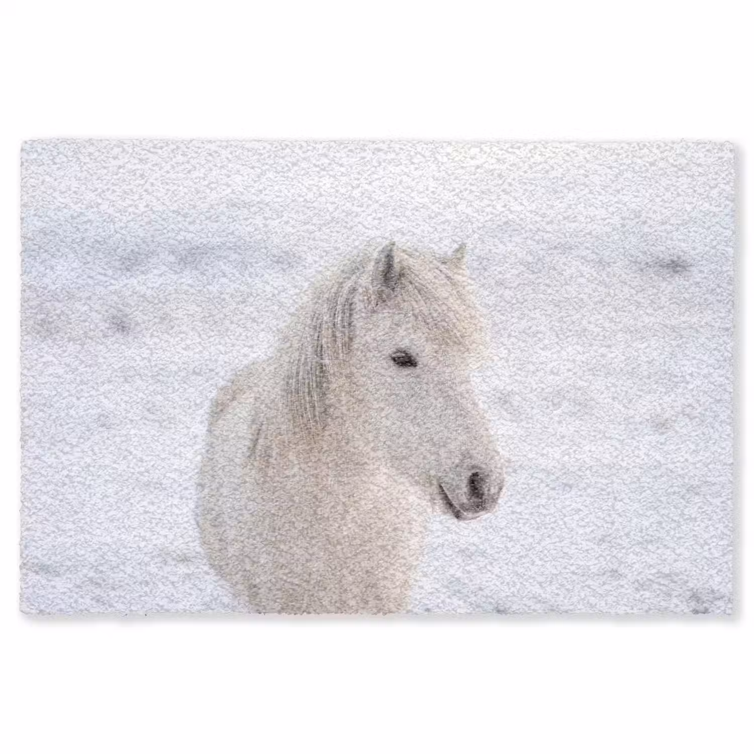 Paard - Kop - Winter - Dieren - Wit Vloerkleed Rechthoek klein -3d