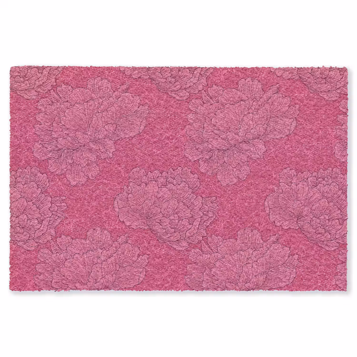 Pioenrozen - Energiek - Roze Vloerkleed Rechthoek klein 1091 -3d