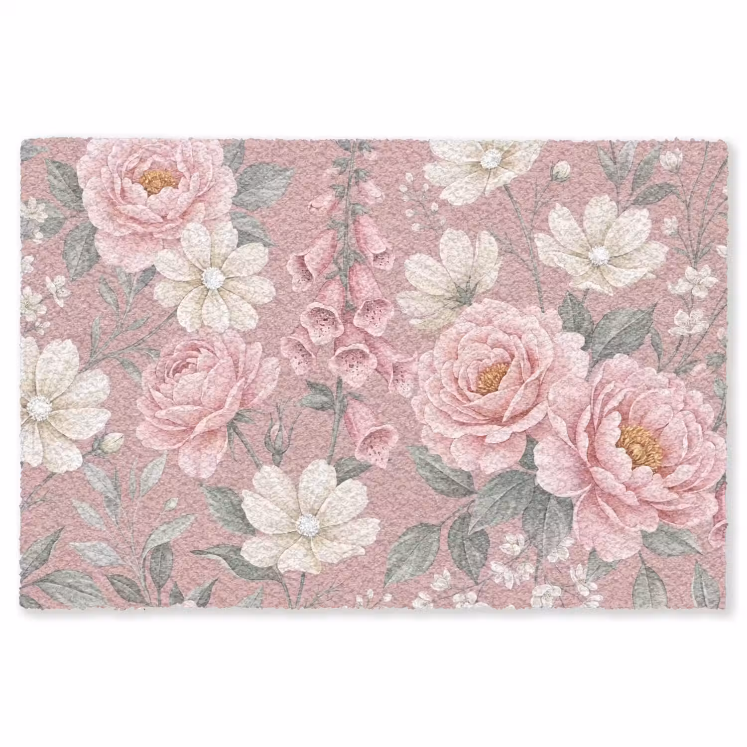 Pioenrozen - Vingerhoedskruid - Pink Vloerkleed Rechthoek klein -3d