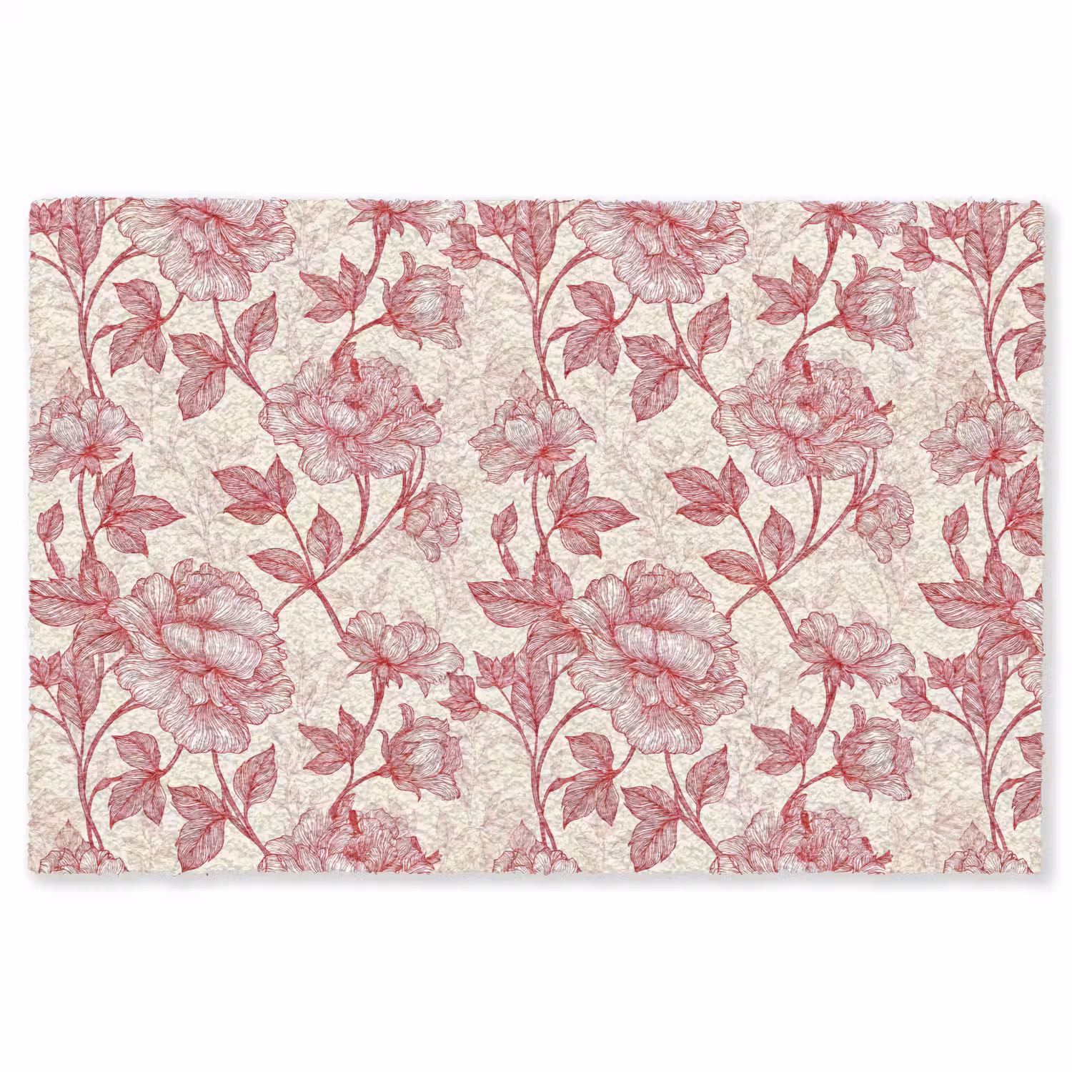 Pioenrozen - Modern - Rood Vloerkleed Rechthoek klein 1091 -3d