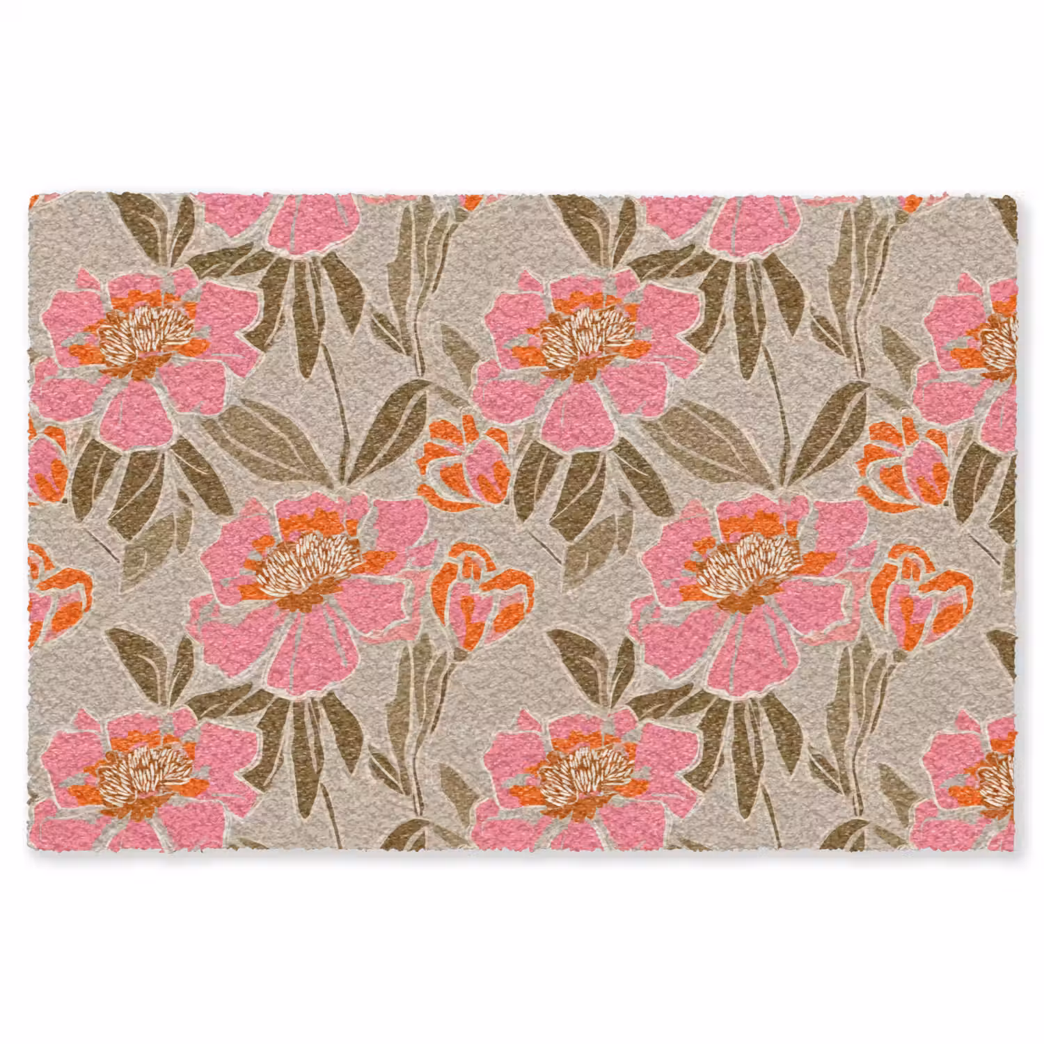 Pioenrozen - Patroon - Roze Vloerkleed Rechthoek klein 1091 -3d