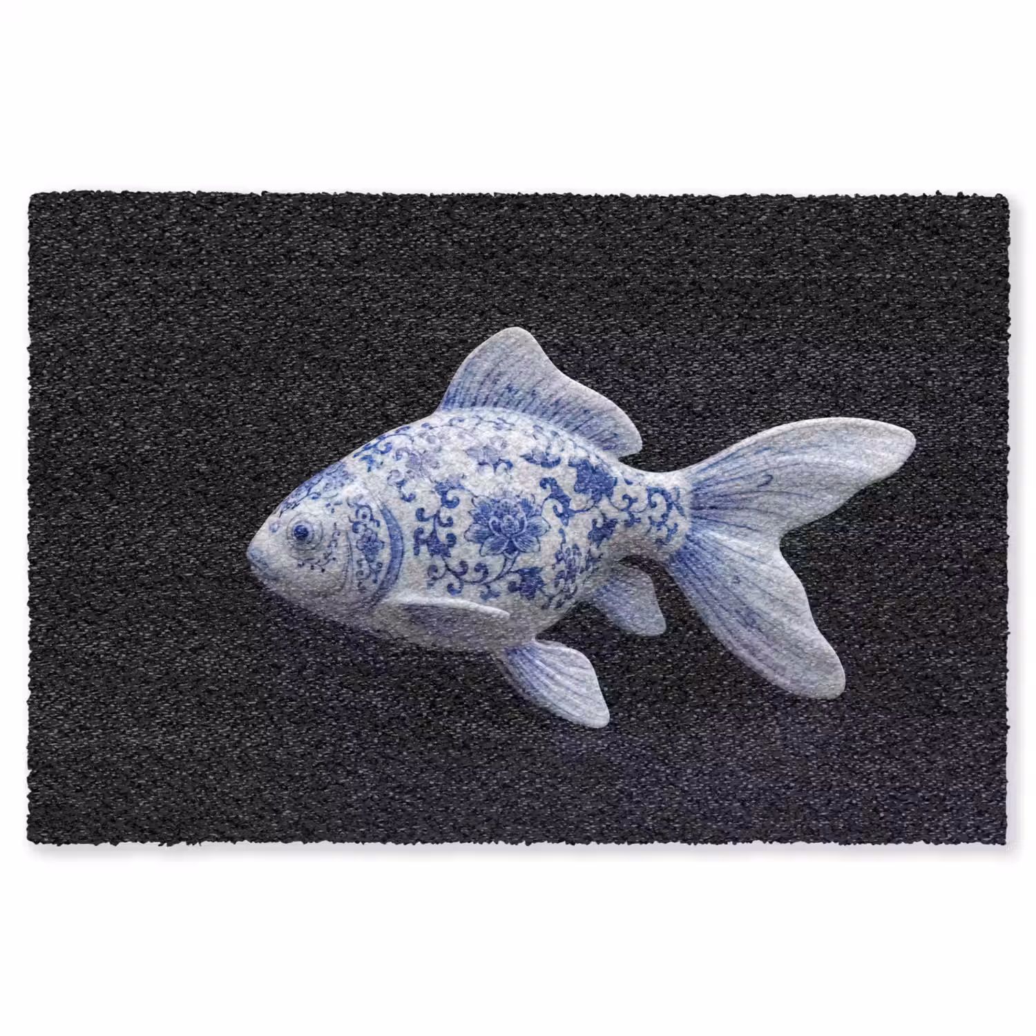 Porselein - Goudvis - Delfts - Blauw Vloerkleed Rechthoek klein -3d