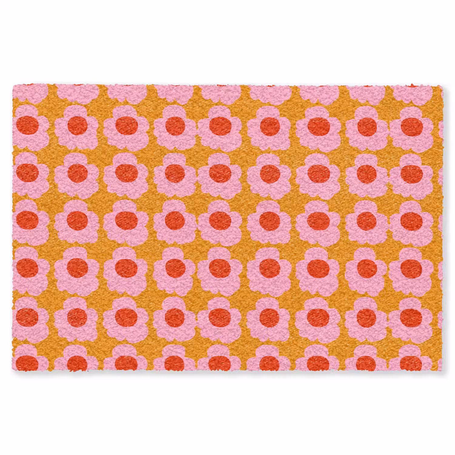 Retro - Bloemen - Roze Vloerkleed Rechthoek klein 1091 -3d