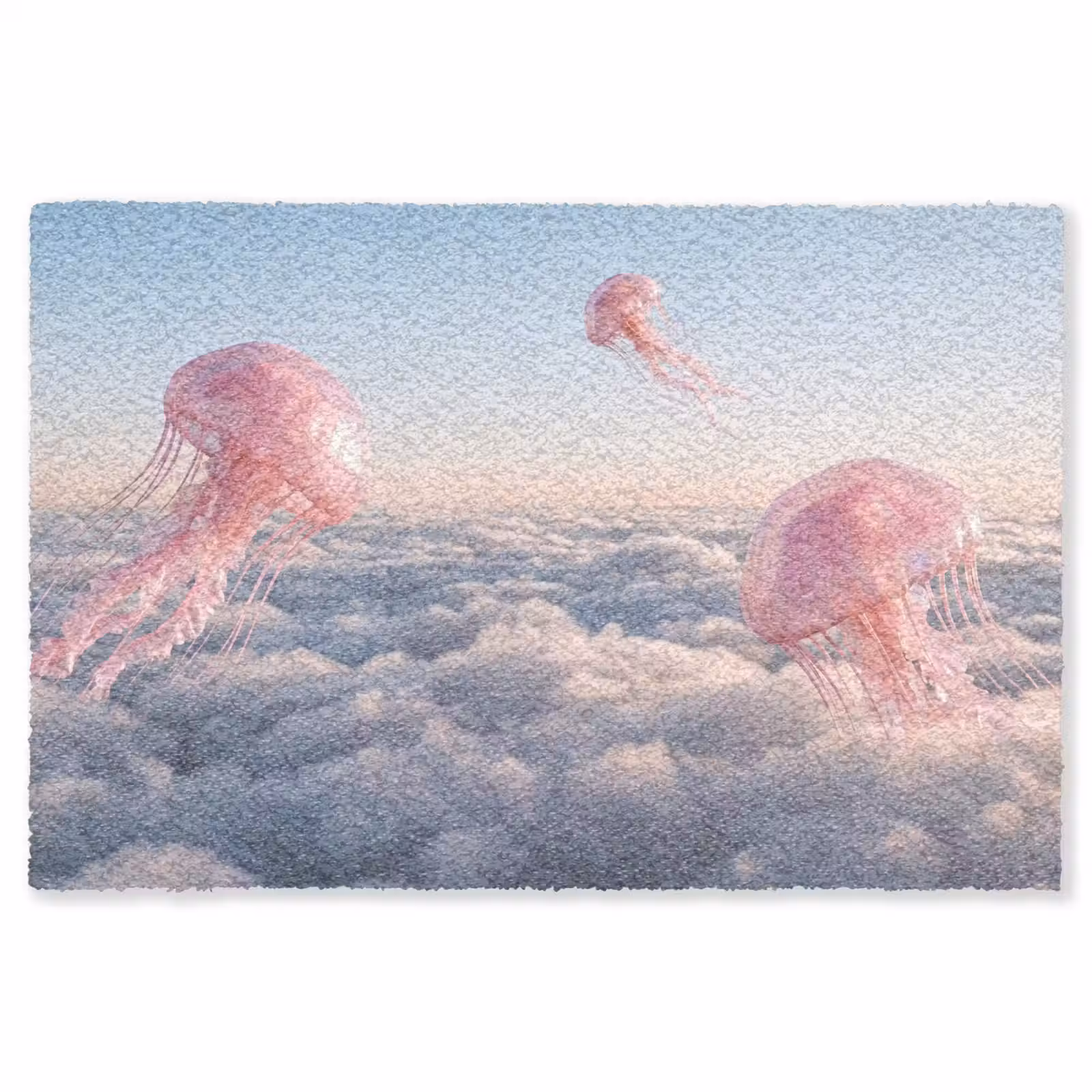 Teppich - Rosa Tier – Wolken - Roze dier - Wolken Vloerkleed Rechthoek klein